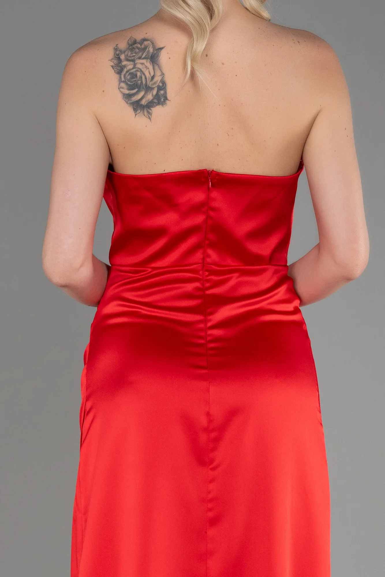 Red-Long Satin Prom Gown ABU3765