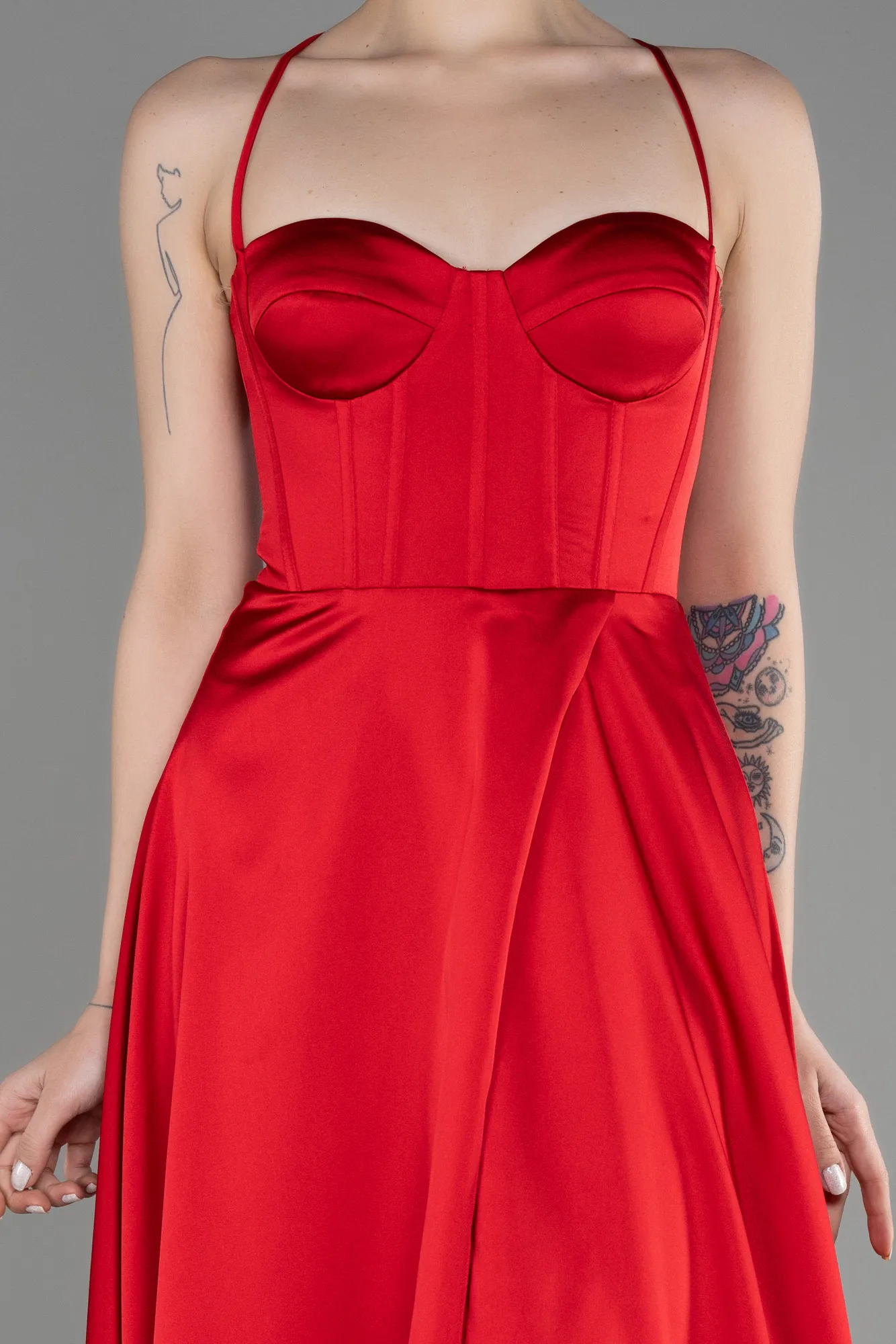 Red-Long Satin Prom Gown ABU3809