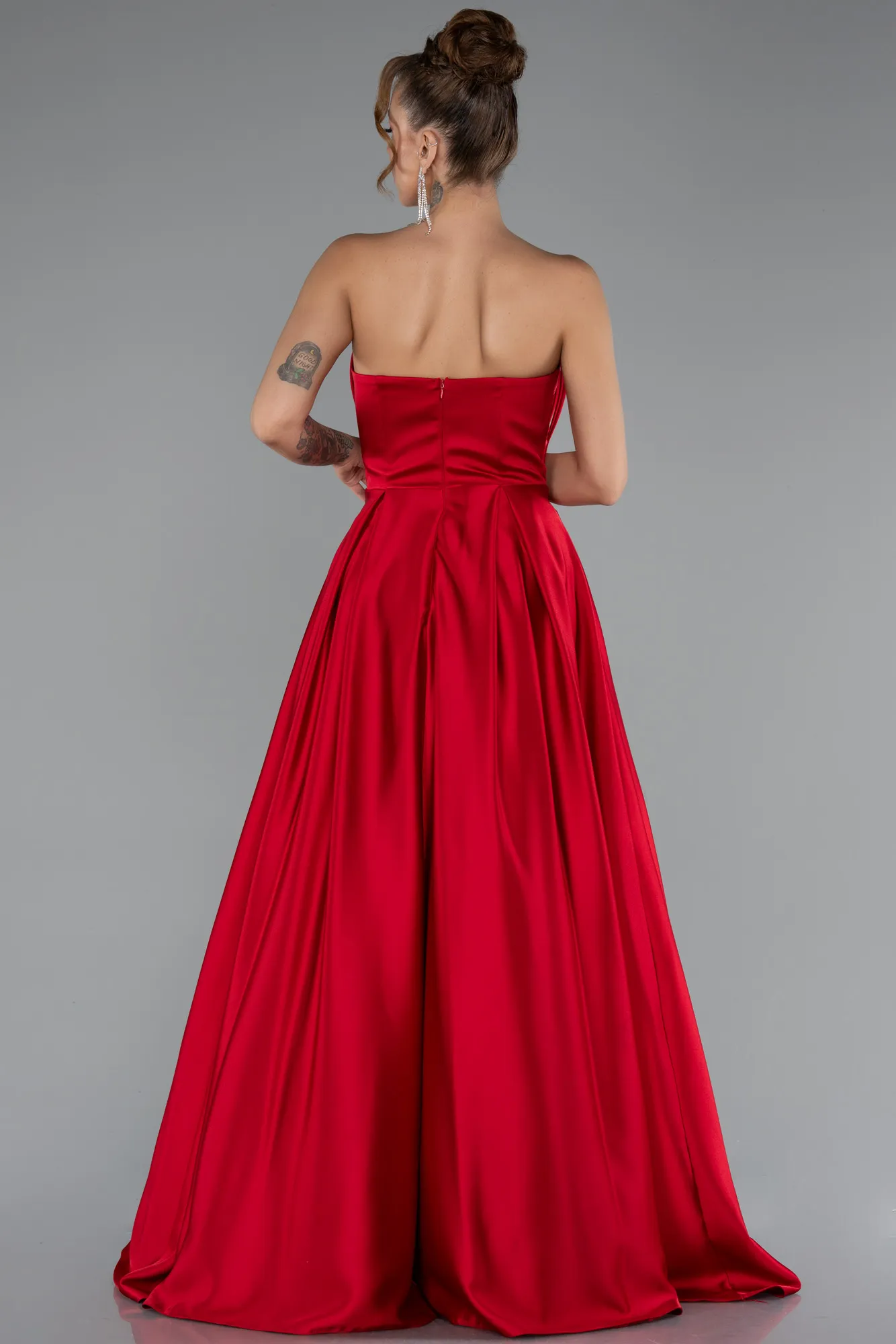 Red-Long Satin Prom Gown ABU5105