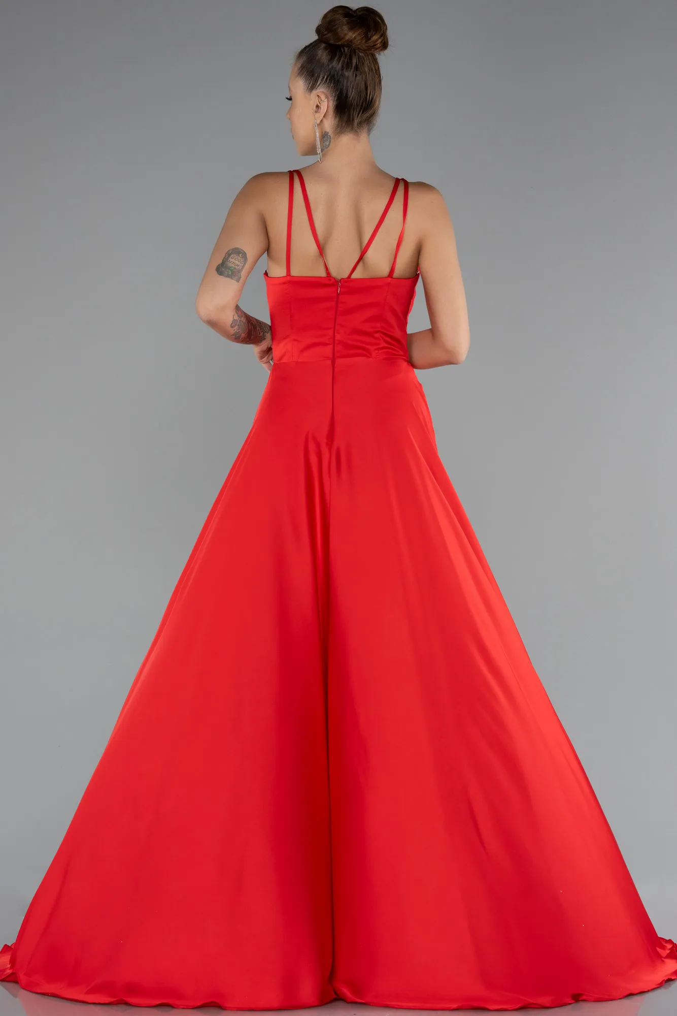 Red-Long Satin Prom Gown ABU5146