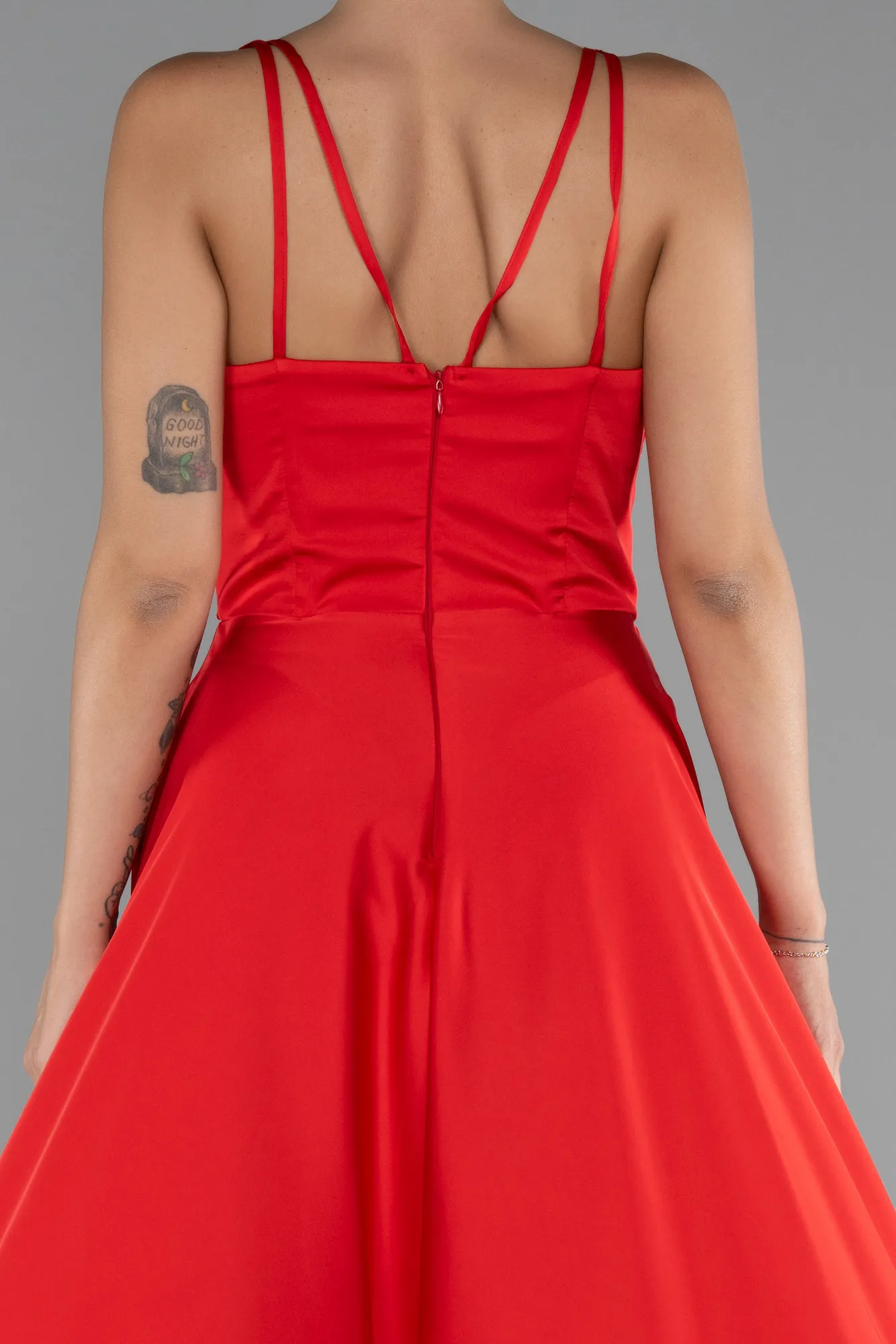 Red-Long Satin Prom Gown ABU5146