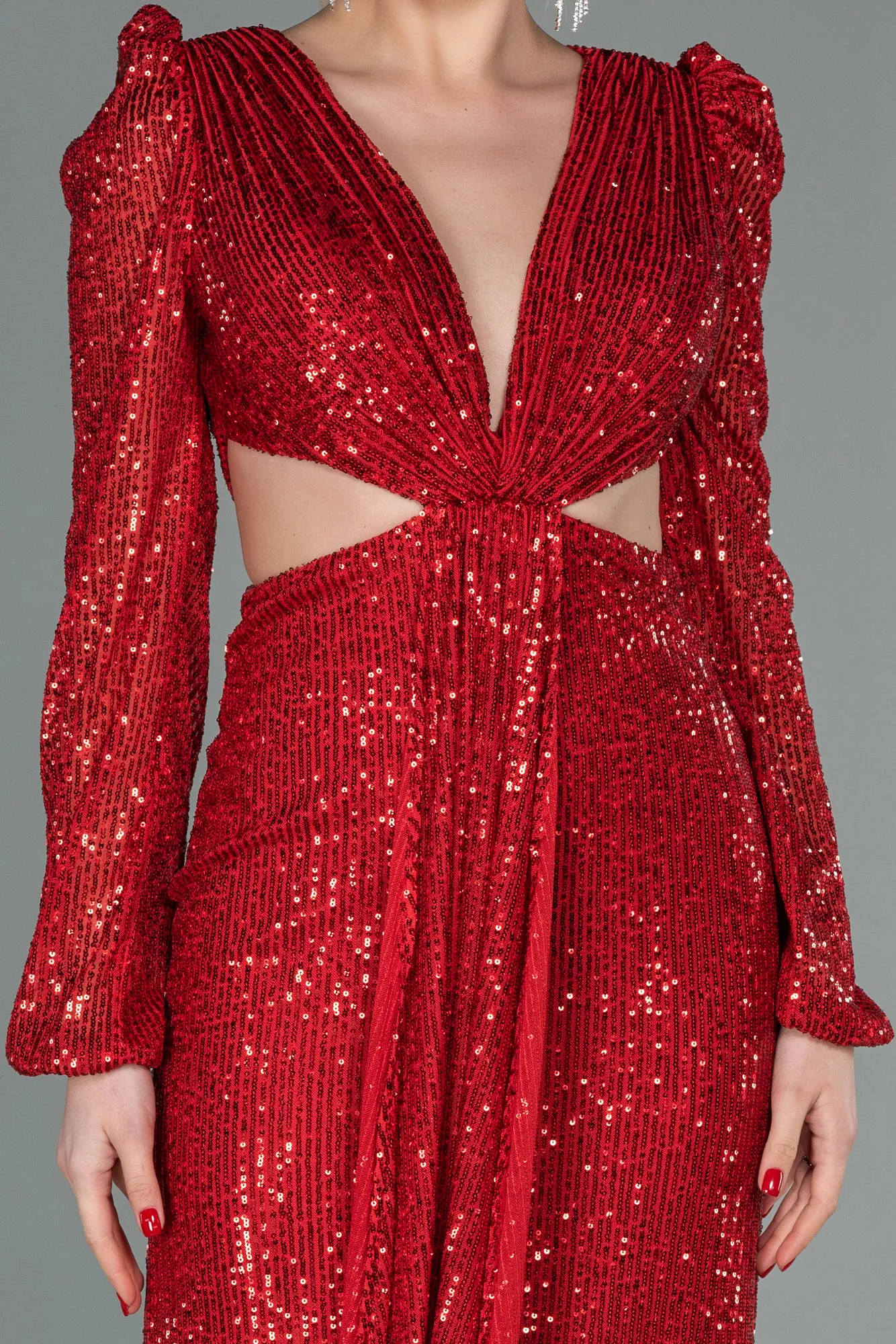 Red-Long Scaly Evening Dress ABU2784