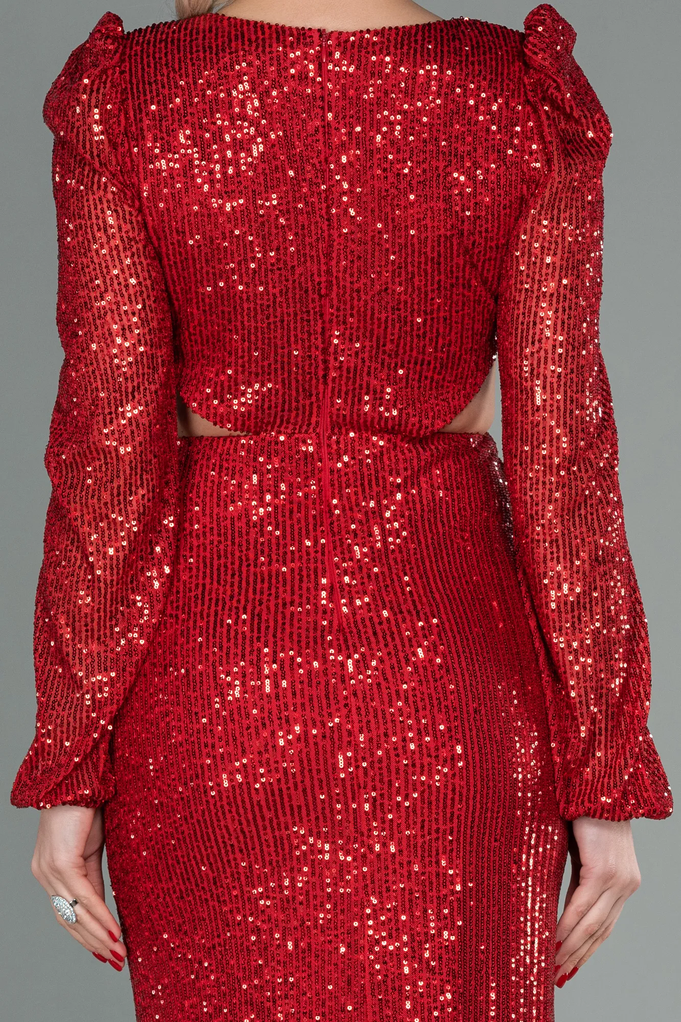 Red-Long Scaly Evening Dress ABU2784