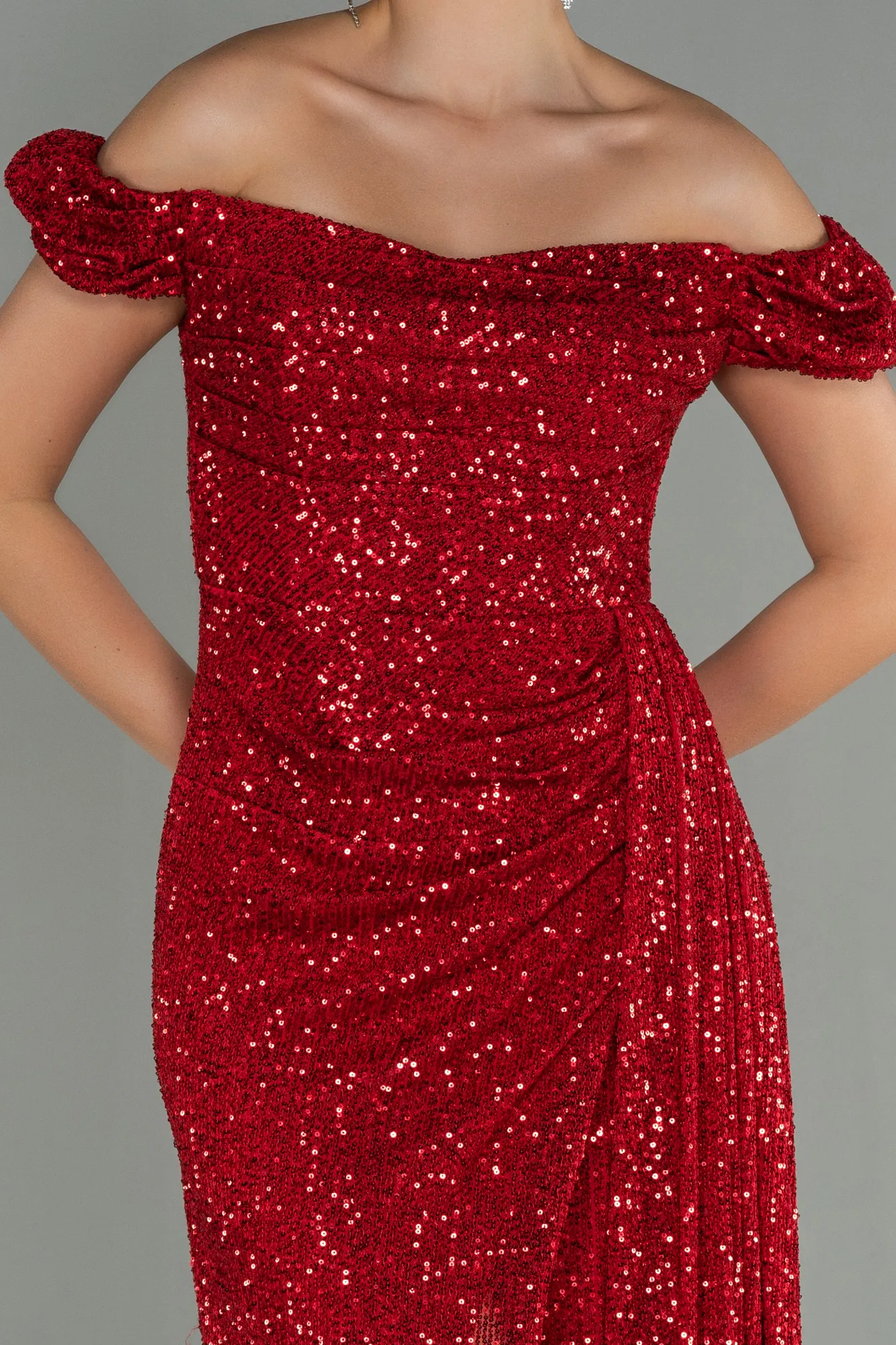 Red-Long Scaly Evening Dress ABU2987