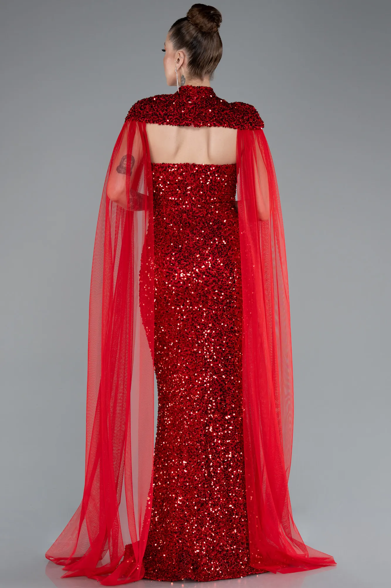 Red-Long Scaly Evening Dress ABU4910