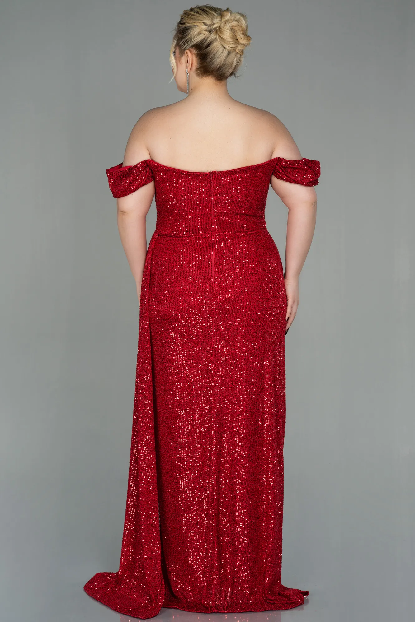 Red-Long Scaly Plus Size Evening Dress ABU2973