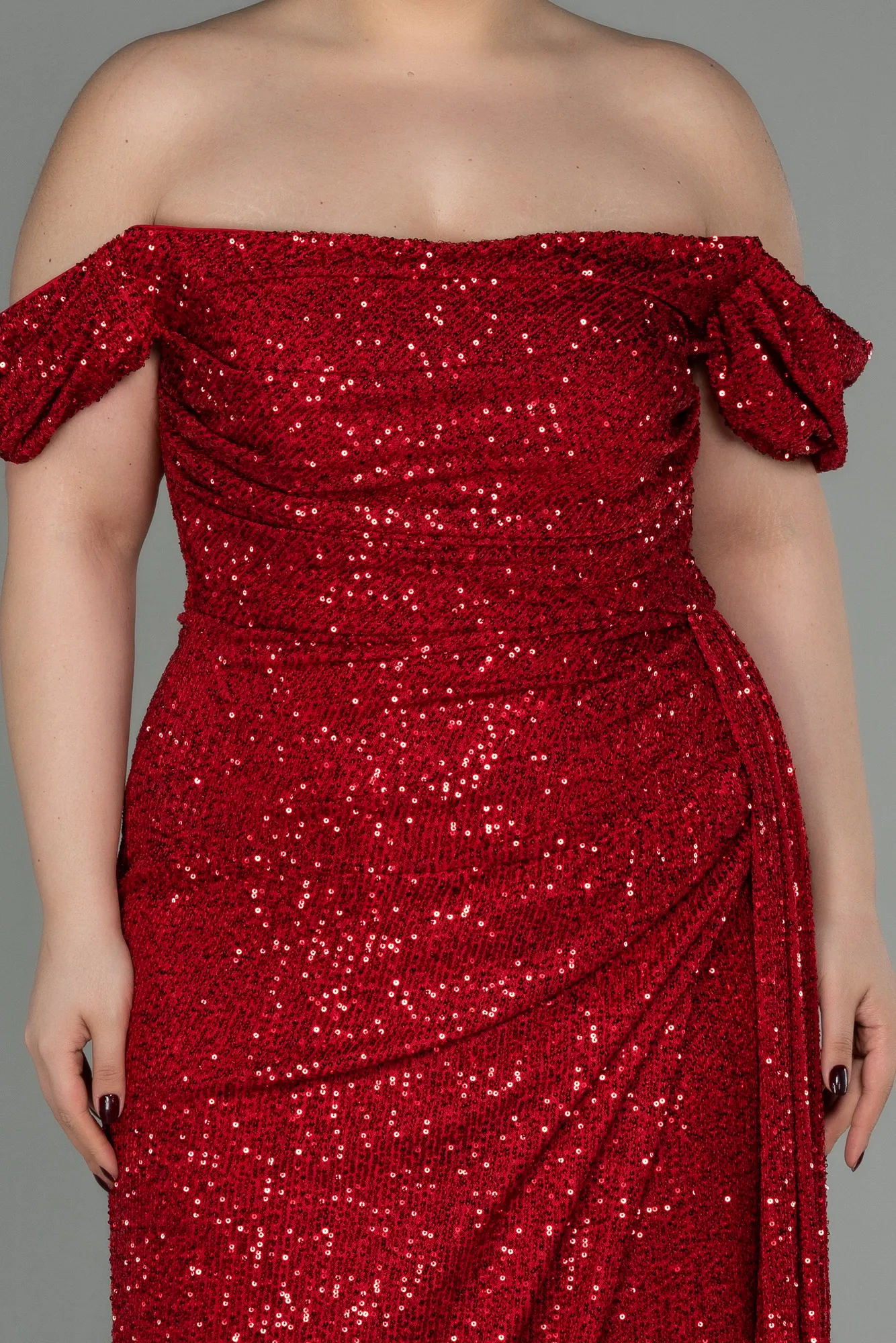 Red-Long Scaly Plus Size Evening Dress ABU2973