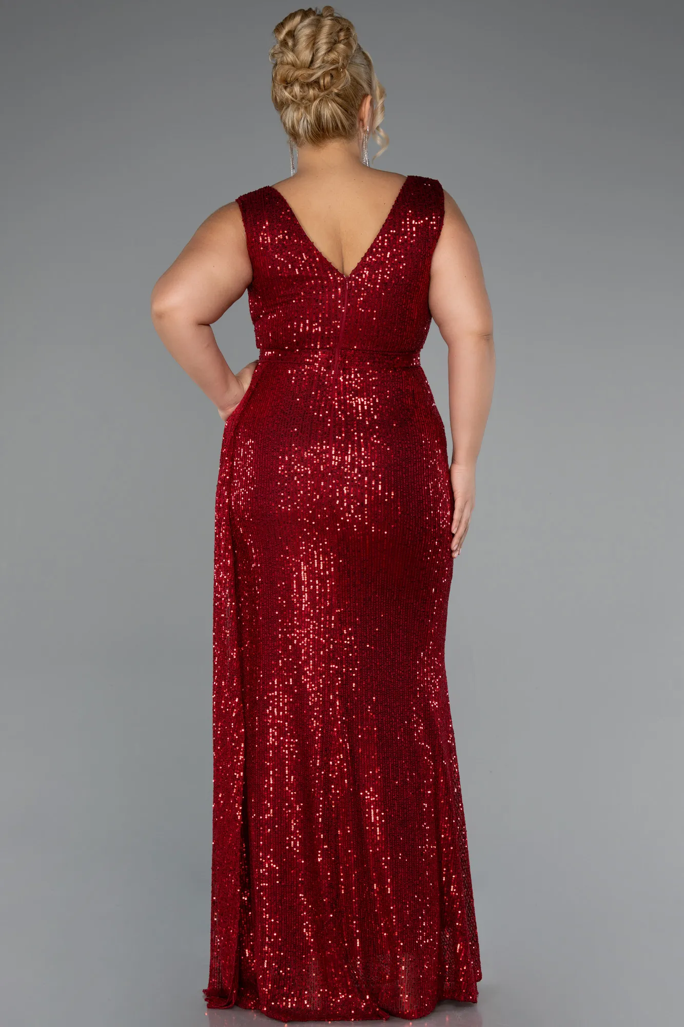 Red-Long Scaly Plus Size Evening Dress ABU3194