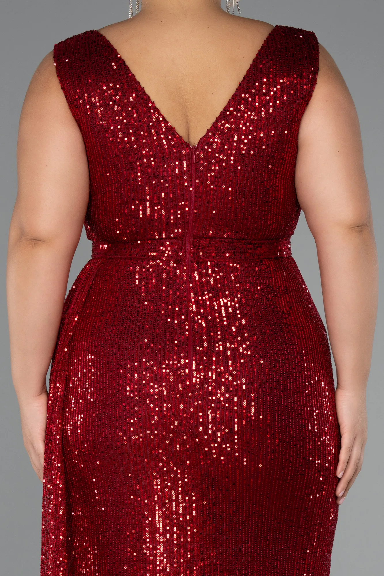 Red-Long Scaly Plus Size Evening Dress ABU3194