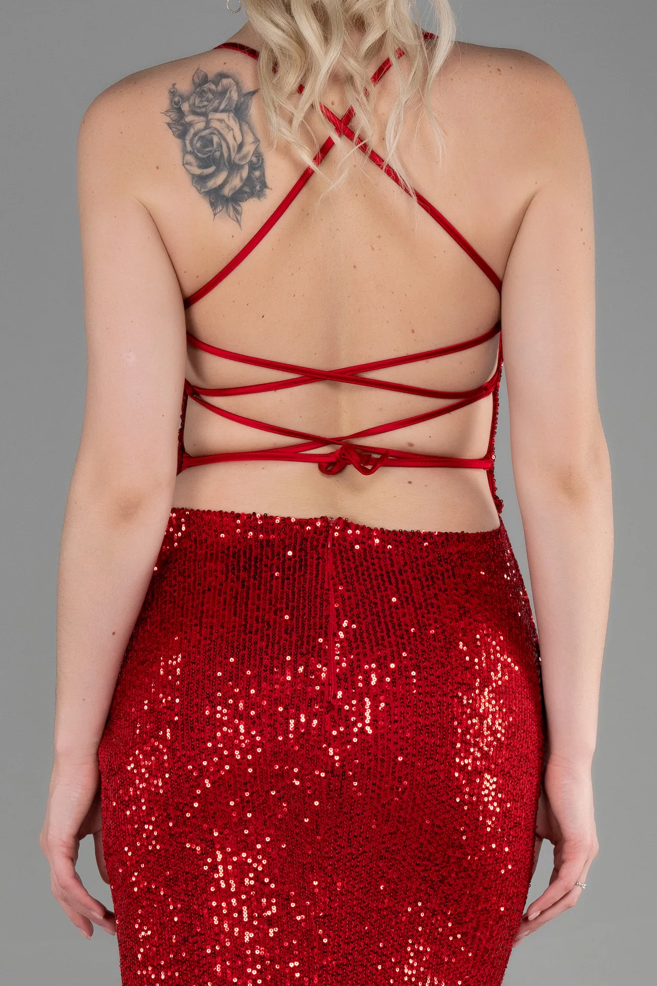 Red-Long Scaly Prom Gown ABU3346