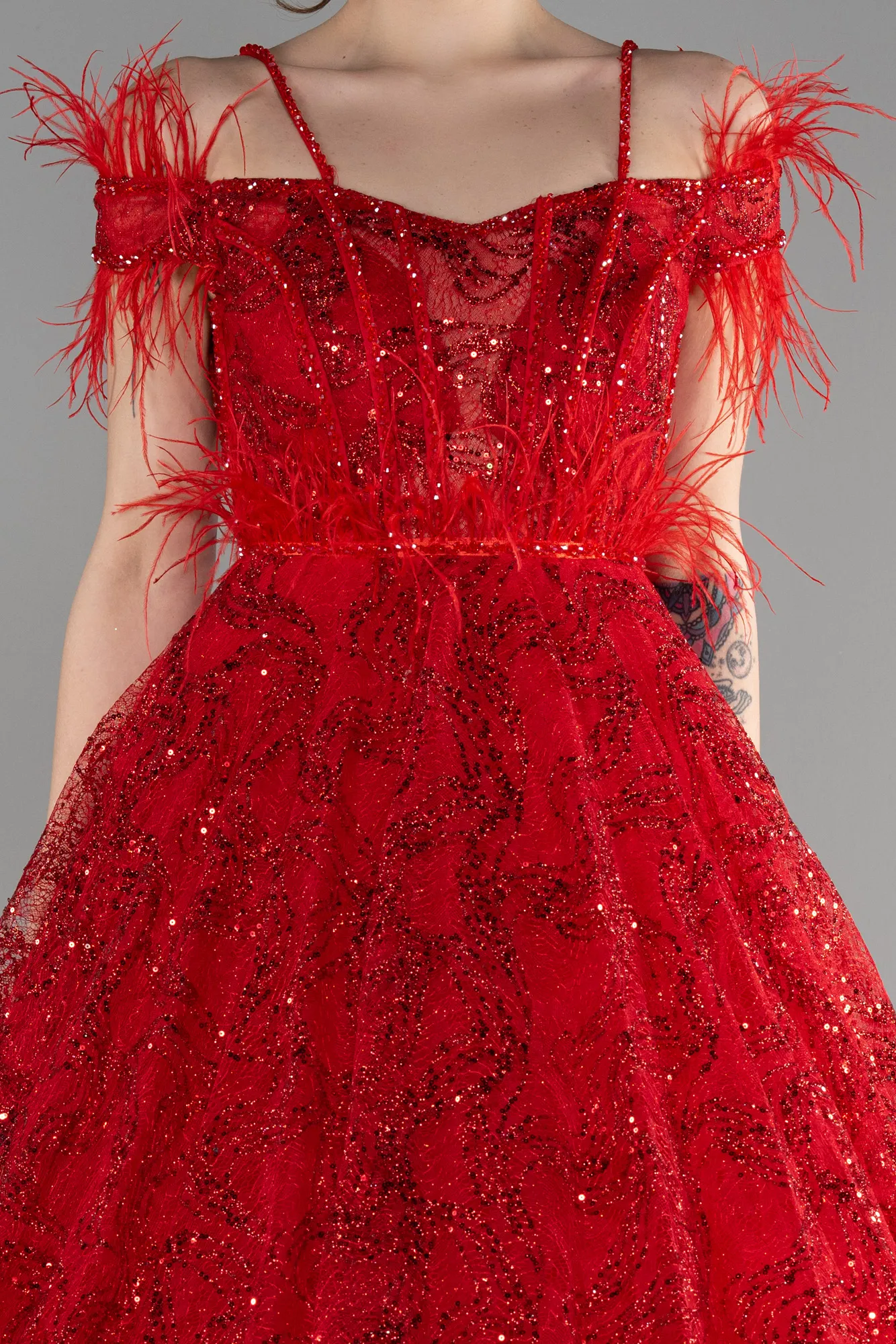 Red-Long Special Design Engagement Dress ABU3555