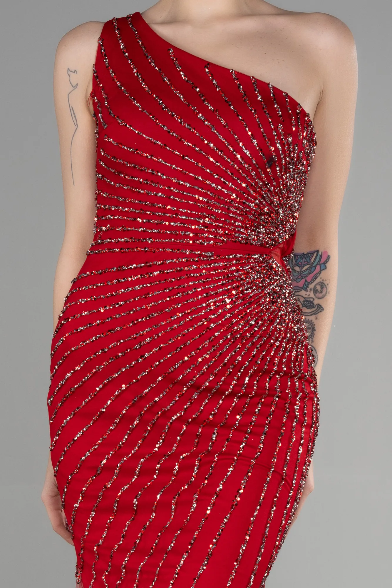 Red-Long Special Design Engagement Dress ABU3560