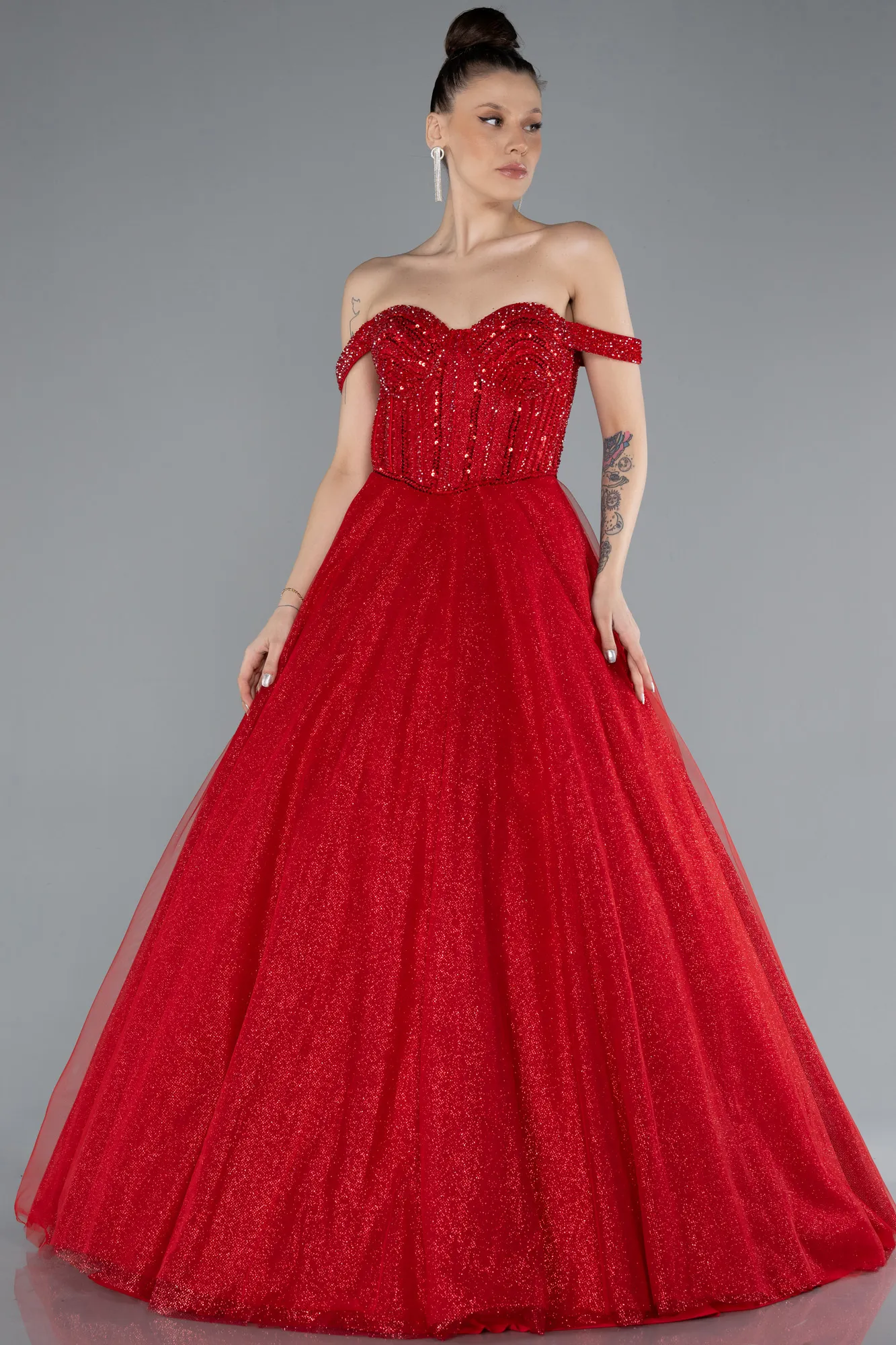 Red-Long Special Design Engagement Dress ABU4655