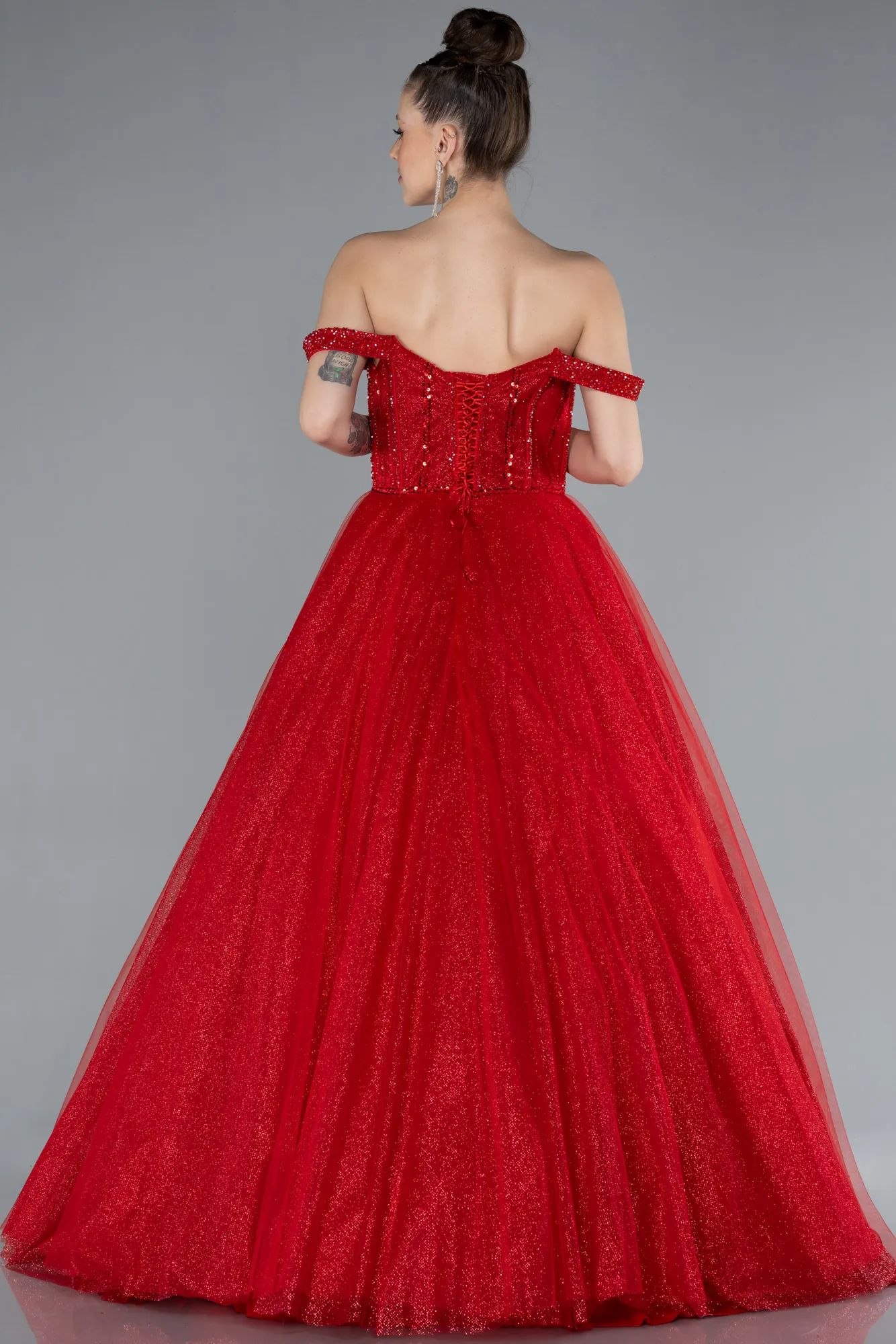 Red-Long Special Design Engagement Dress ABU4655