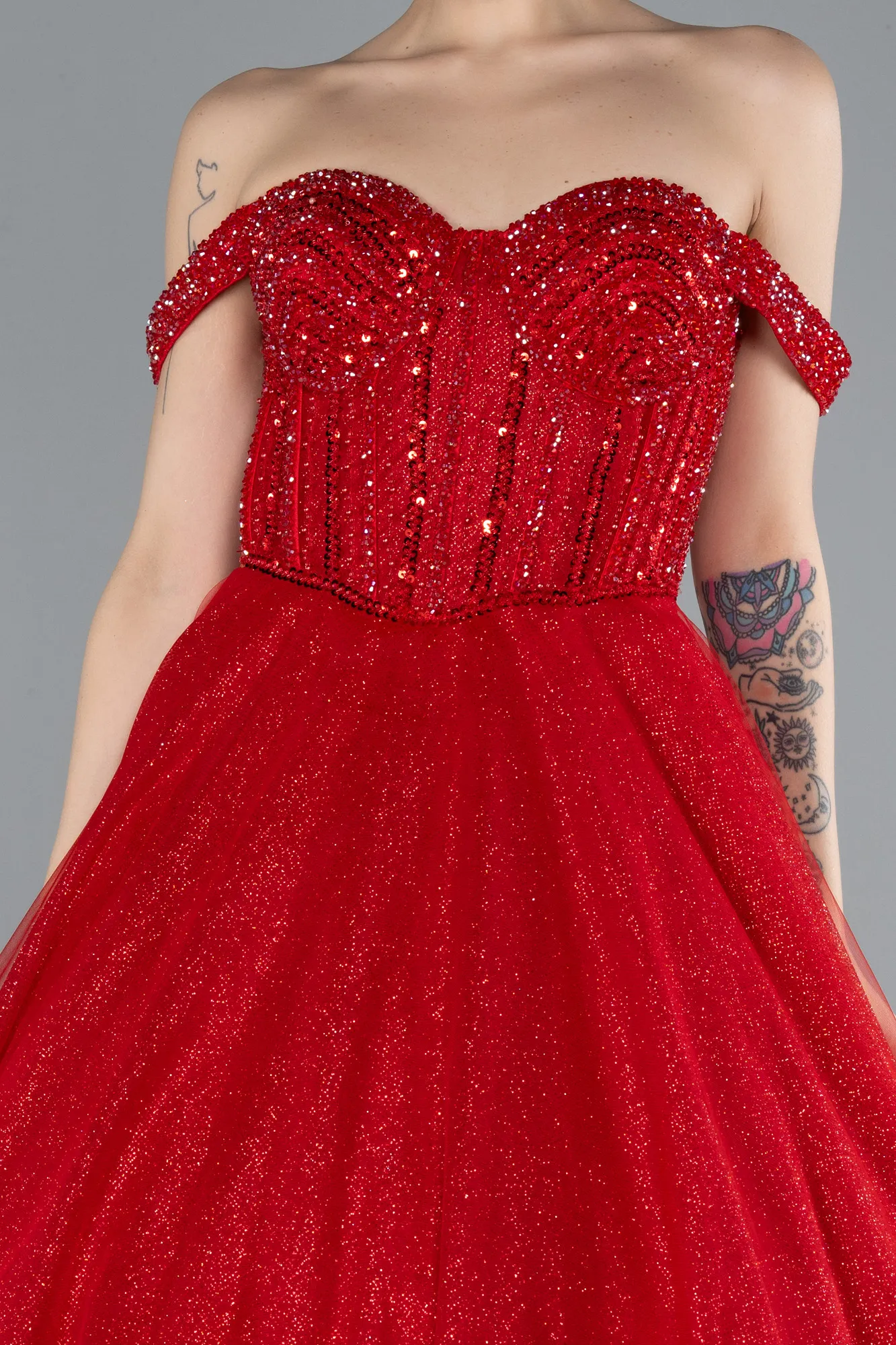 Red-Long Special Design Engagement Dress ABU4655