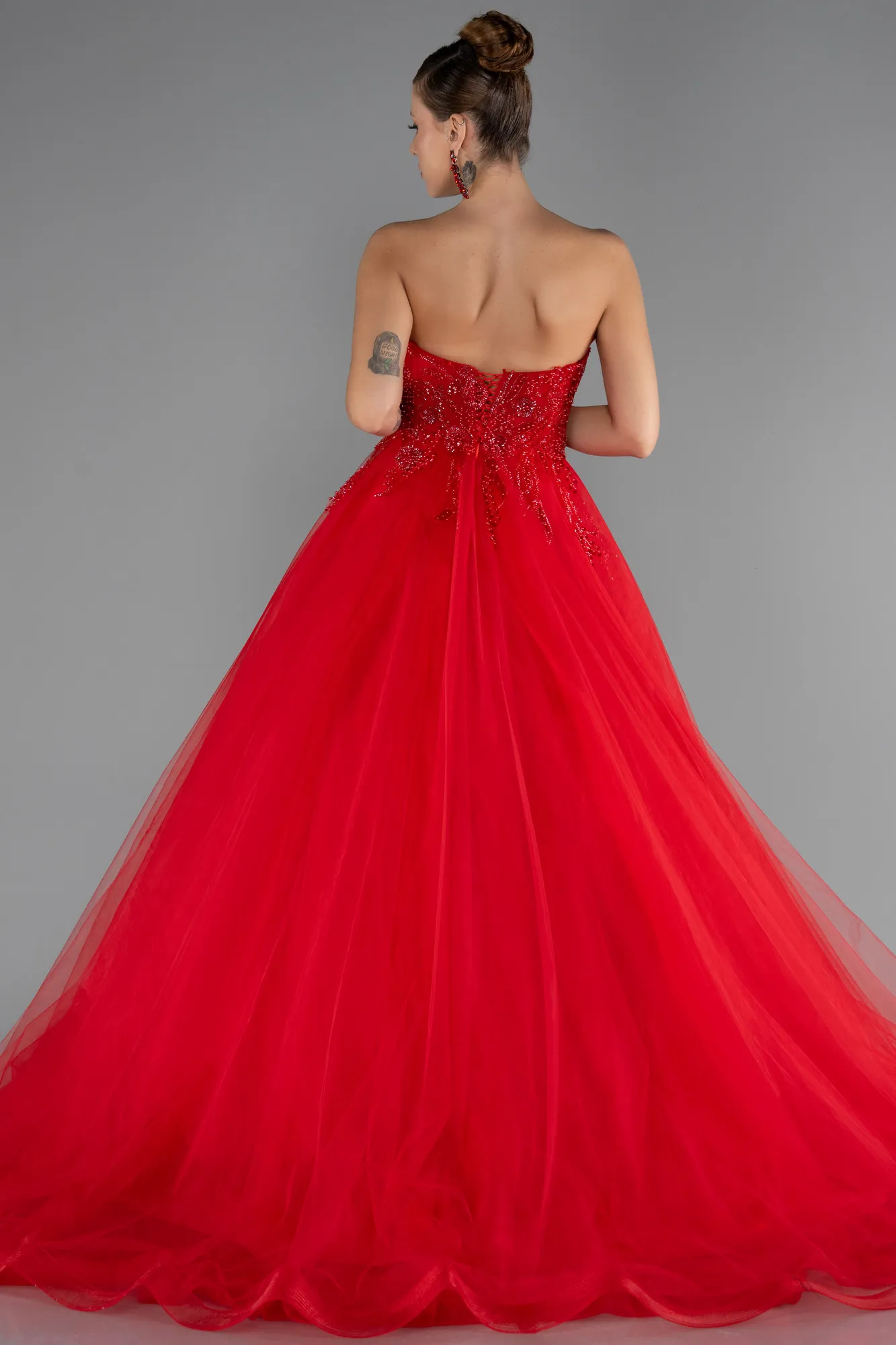 Red-Long Special Design Engagement Dress ABU5341
