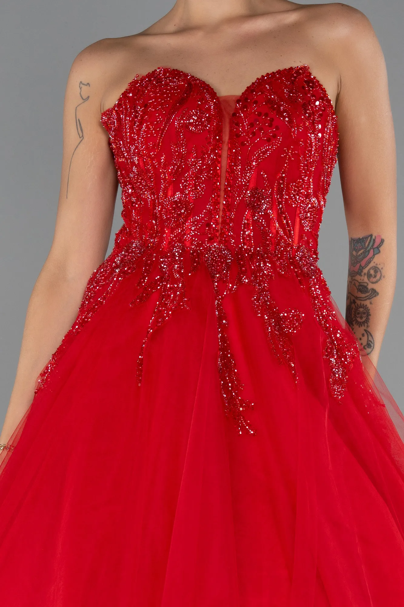 Red-Long Special Design Engagement Dress ABU5341