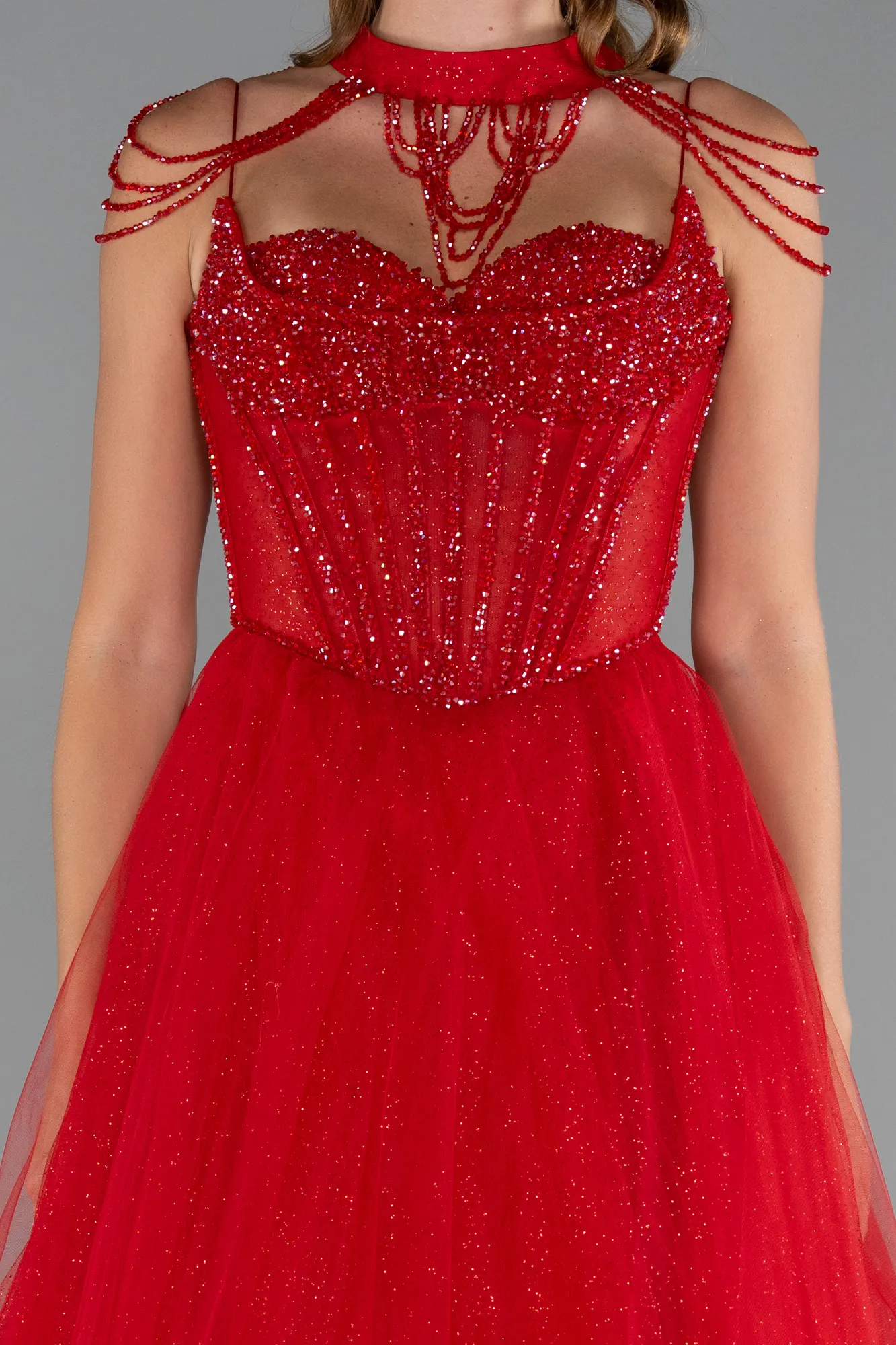 Red-Long Special Design Engagement Dress ABU5583
