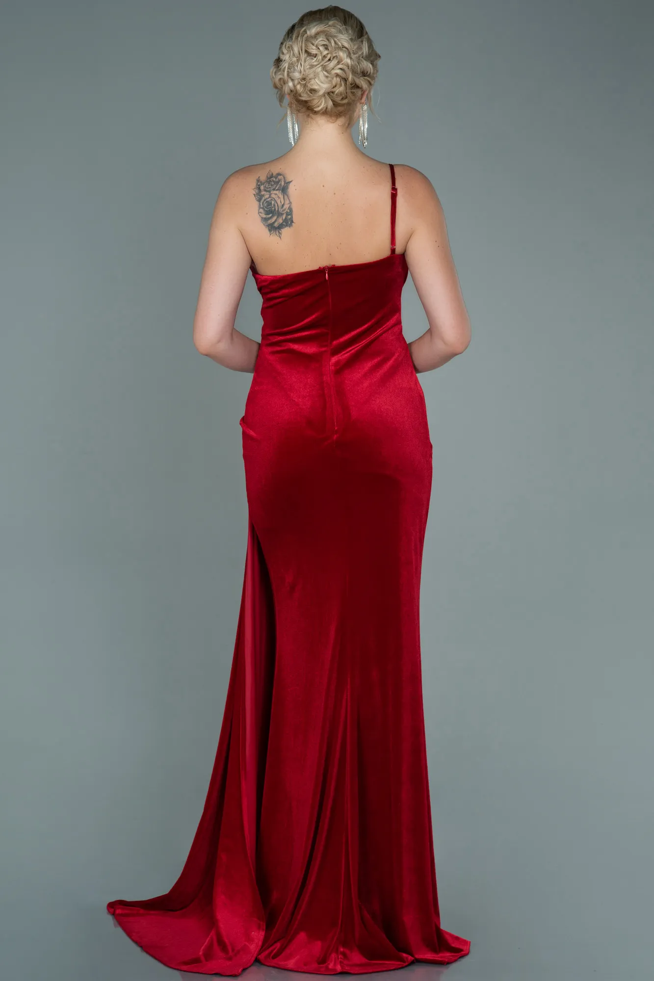 Red-Long Velvet Evening Dress ABU2626