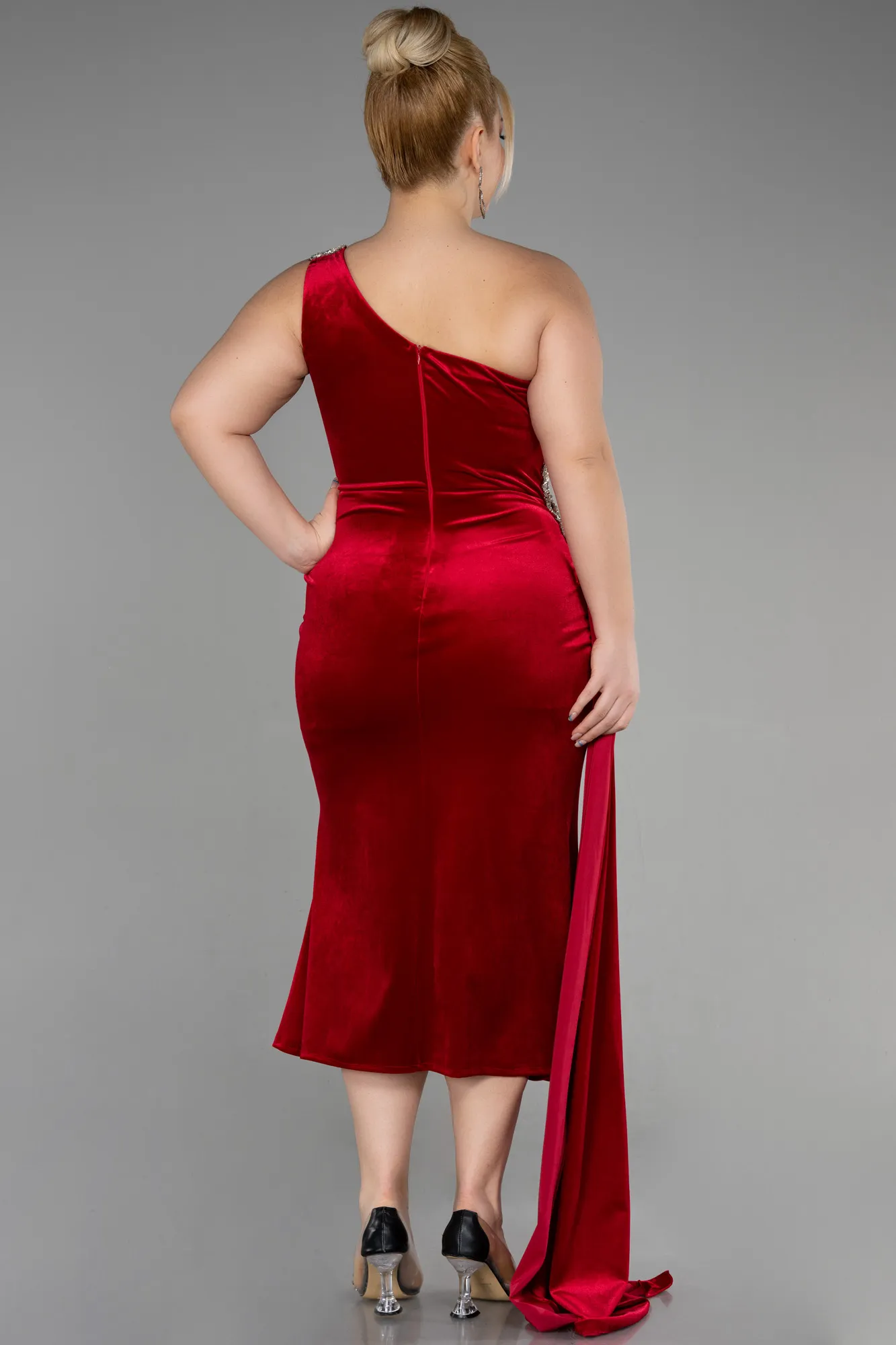 Red-Long Velvet Evening Dress ABU3365