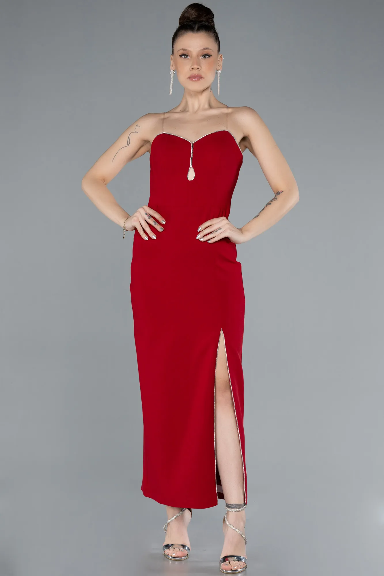 Red-Midi Cocktail Dress ABK2254