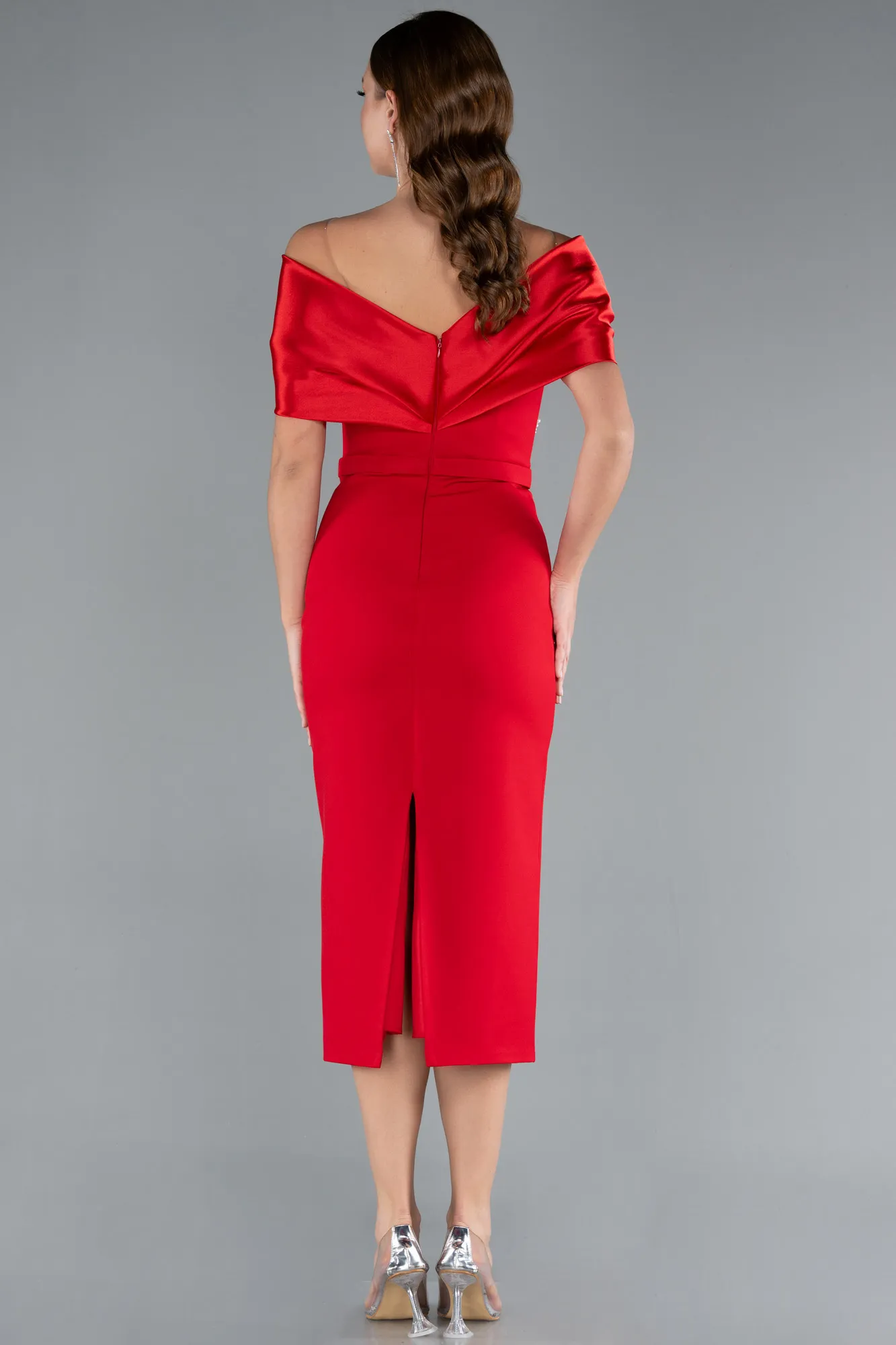 Red-Midi Cocktail Dress ABK2279
