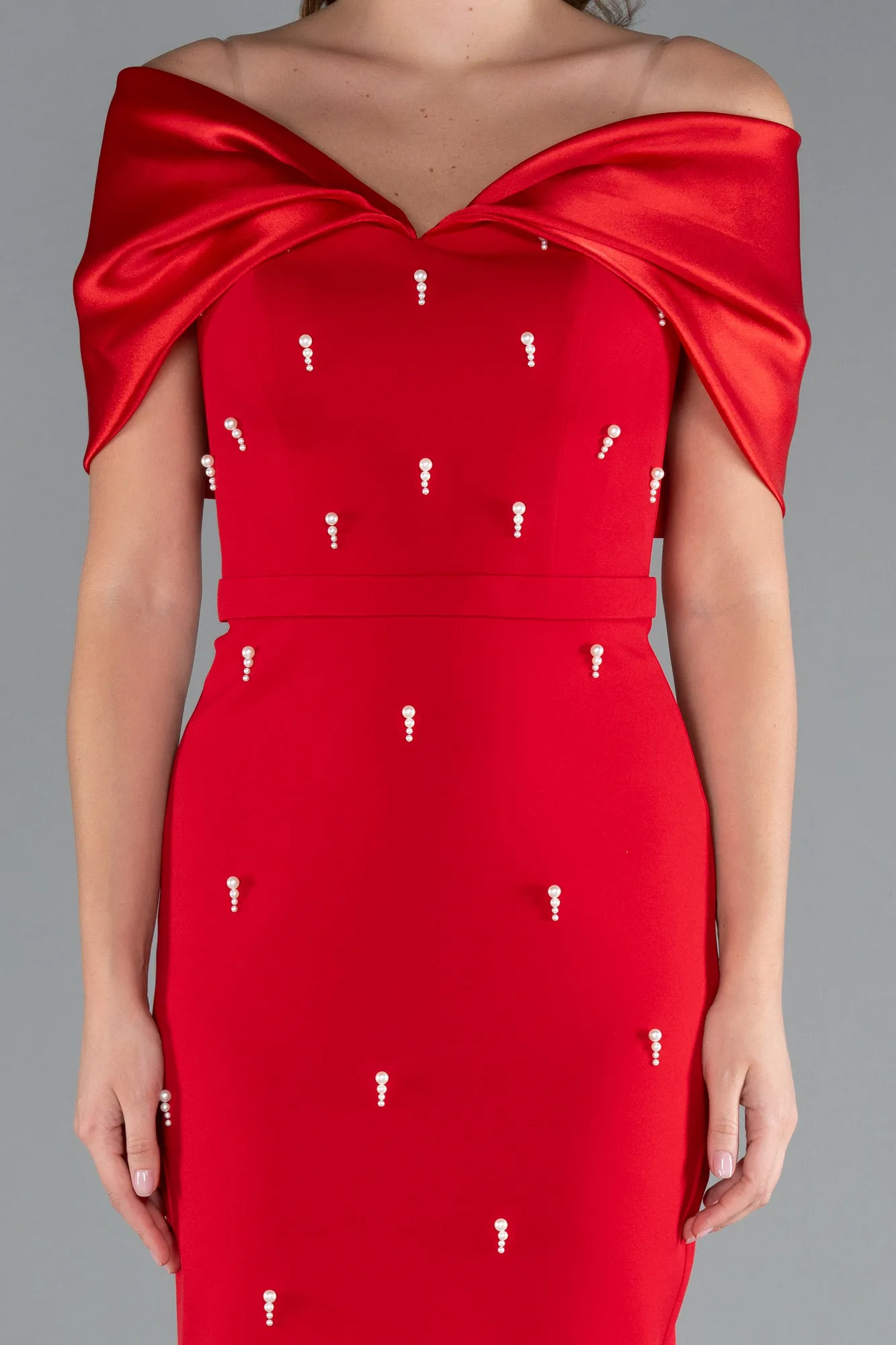 Red-Midi Cocktail Dress ABK2279
