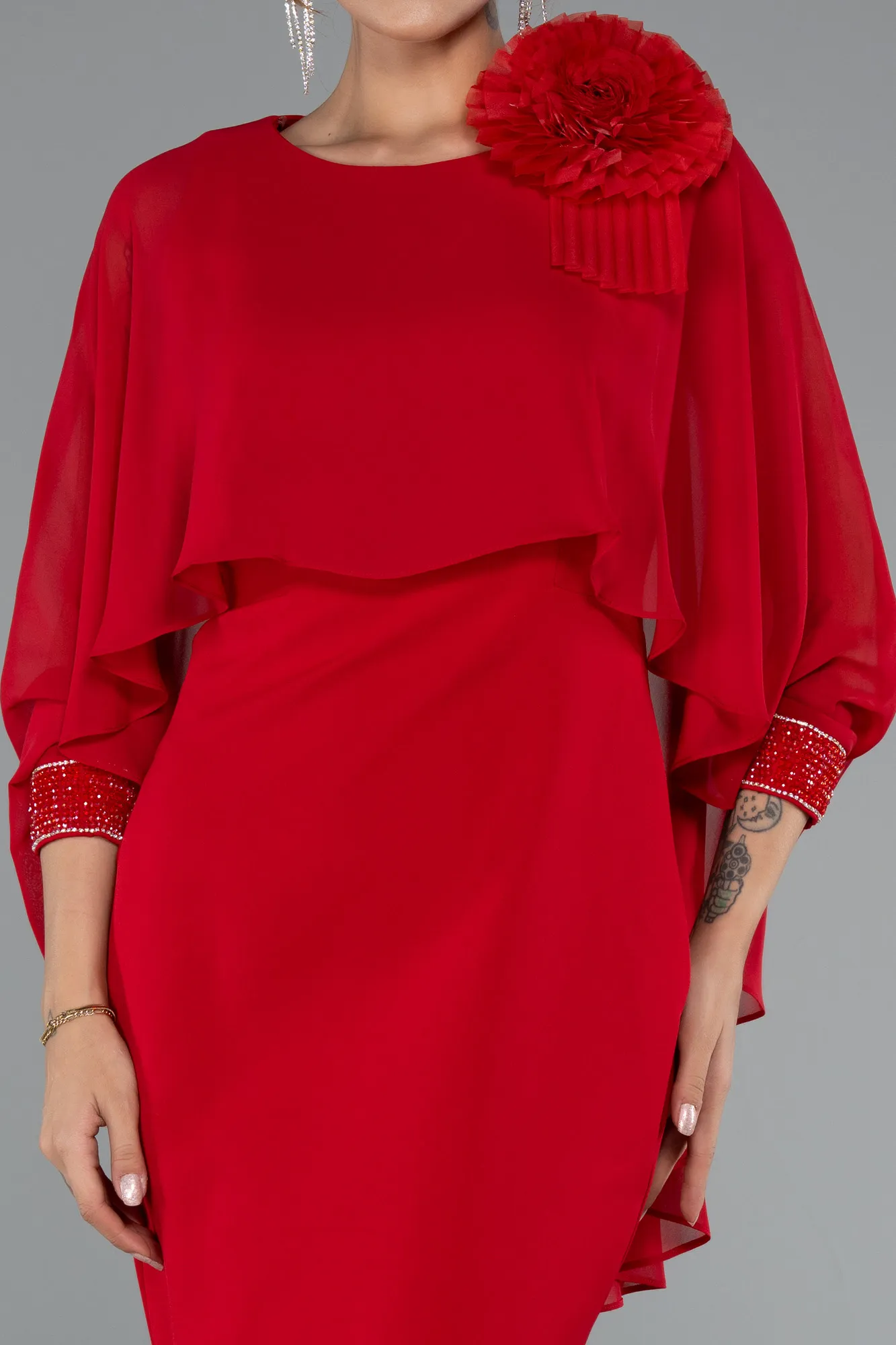 Red-Midi Cocktail Dress ABK2382