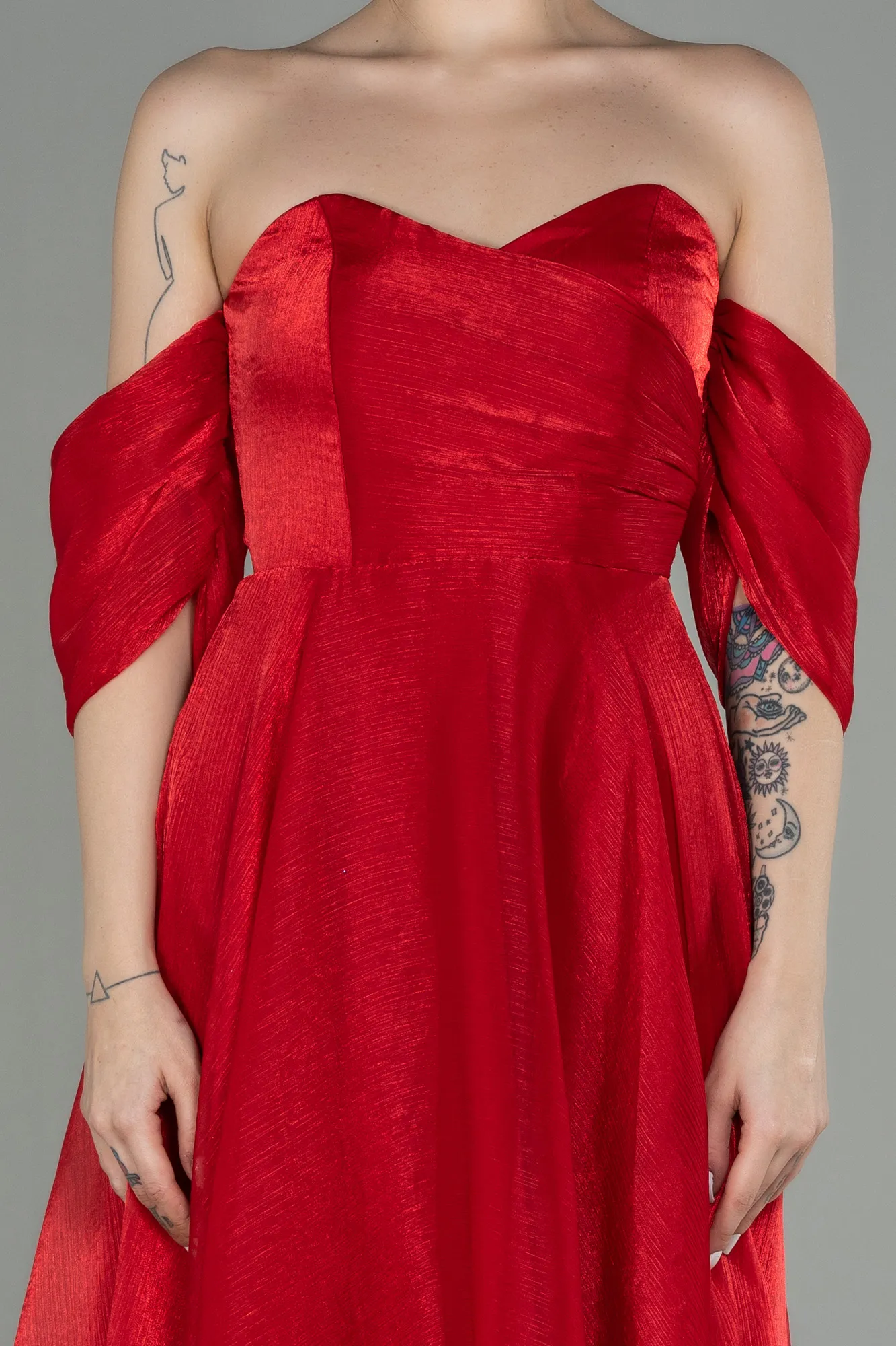 Red-Midi Evening Dress ABK1850