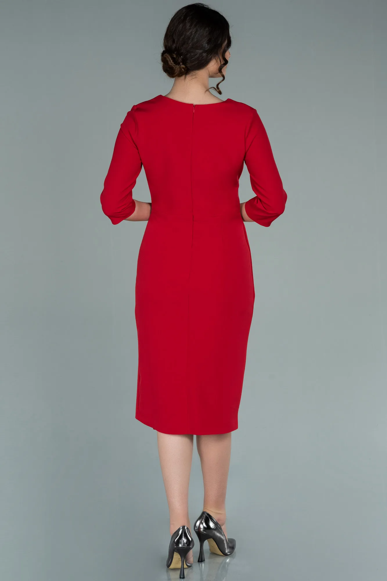 Red-Midi Invitation Dress ABK1354