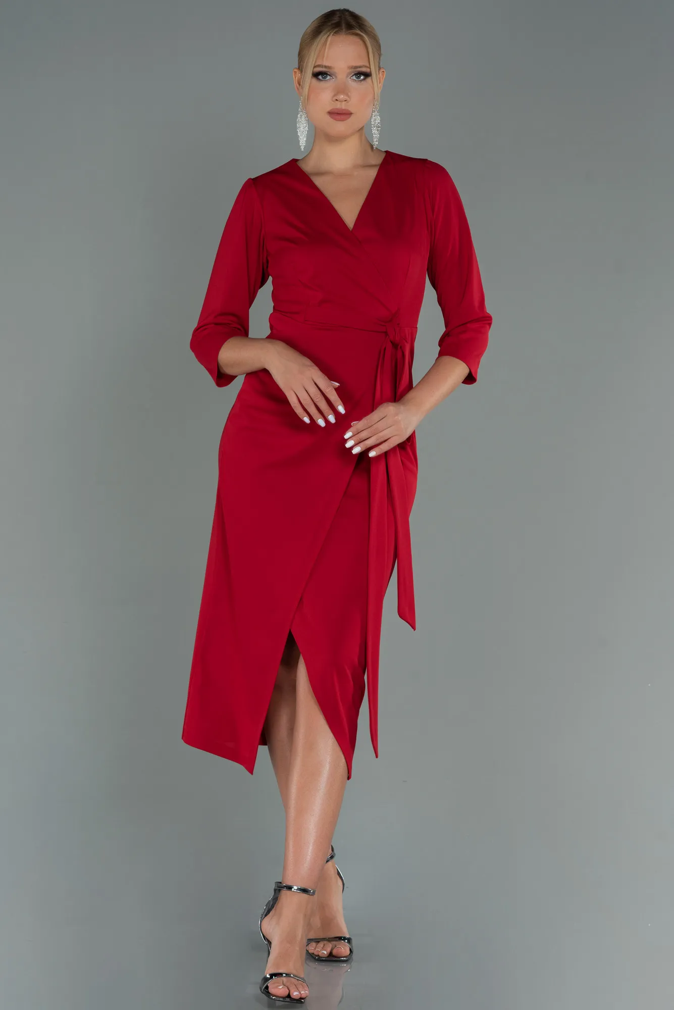 Red-Midi Invitation Dress ABK1740