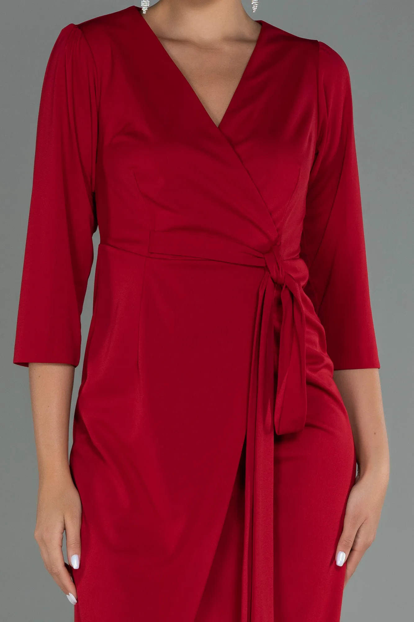 Red-Midi Invitation Dress ABK1740