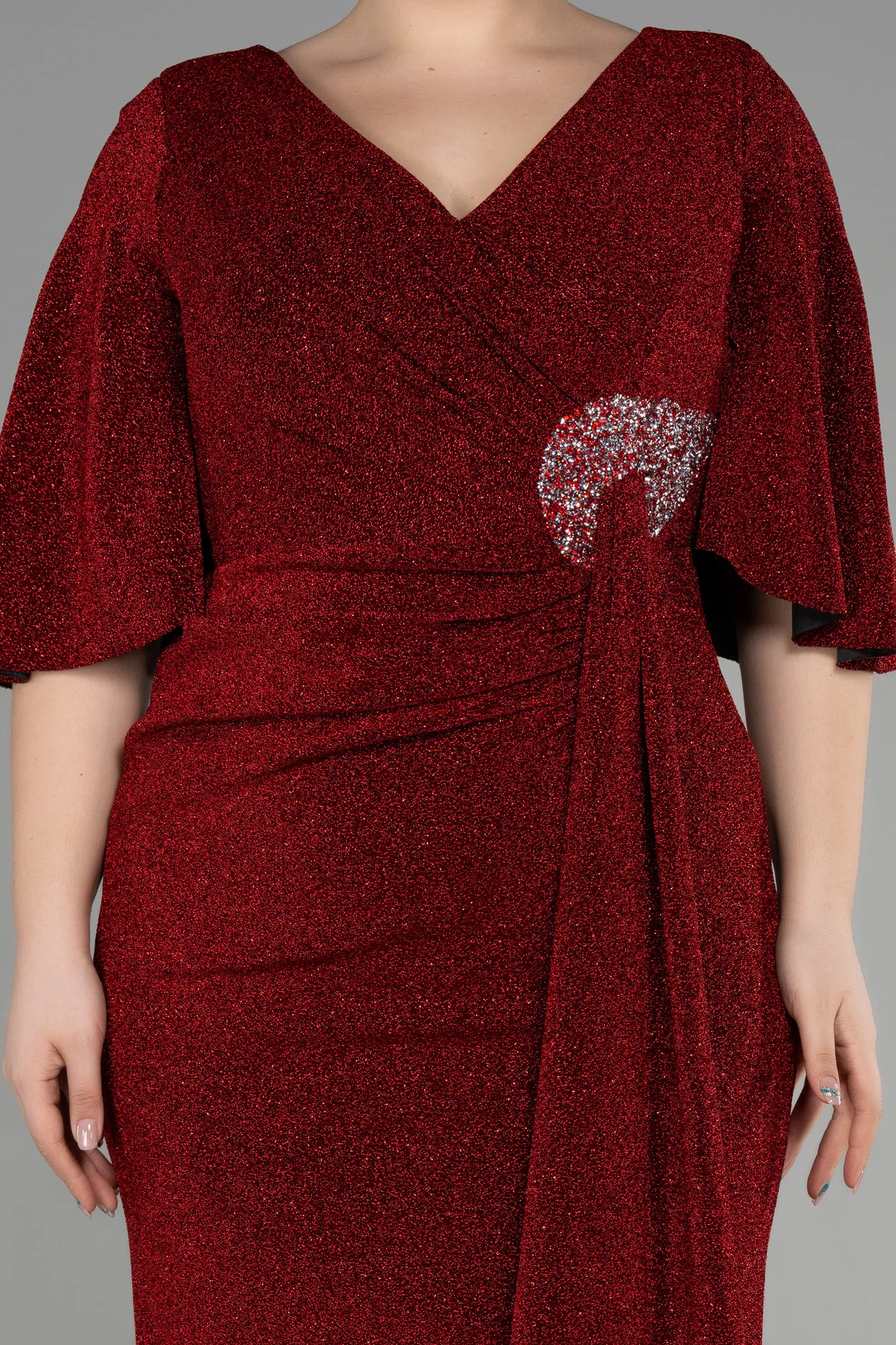 Red-Midi Oversized Evening Dress ABK1625