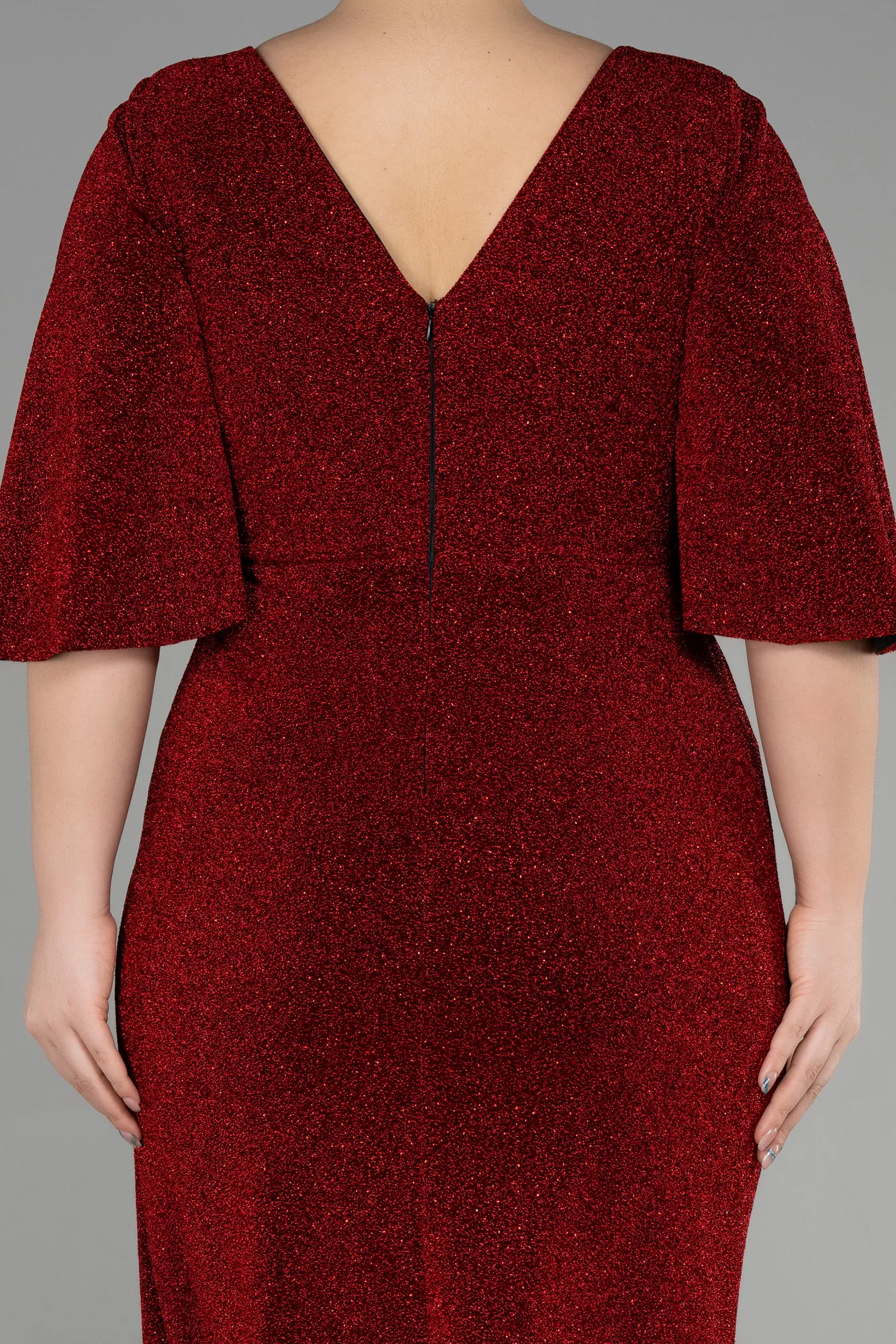 Red-Midi Oversized Evening Dress ABK1625