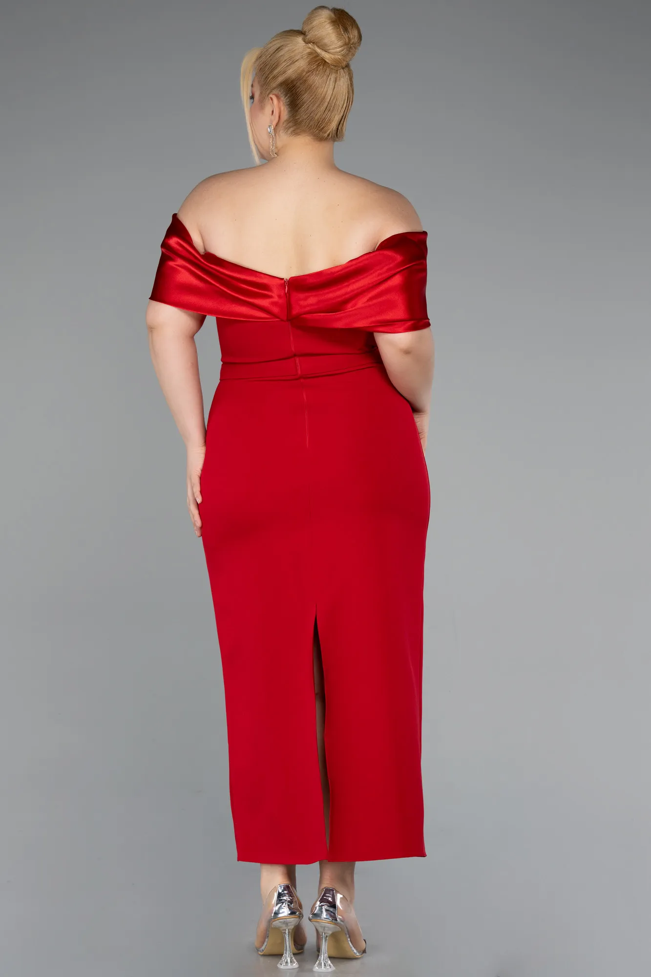 Red-Midi Plus Size Cocktail Dress ABK2379