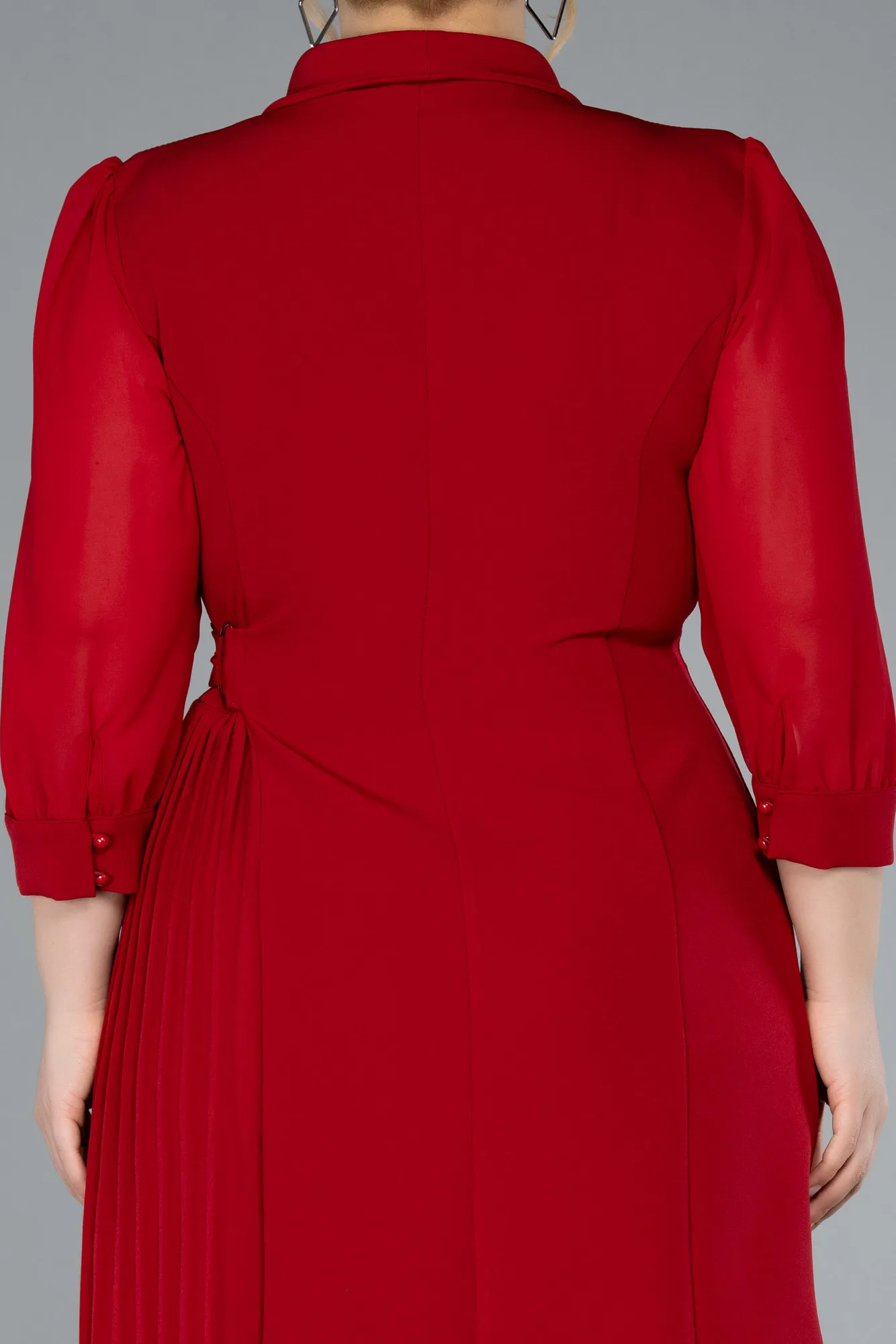 Red-Midi Plus Size Evening Dress ABK2283