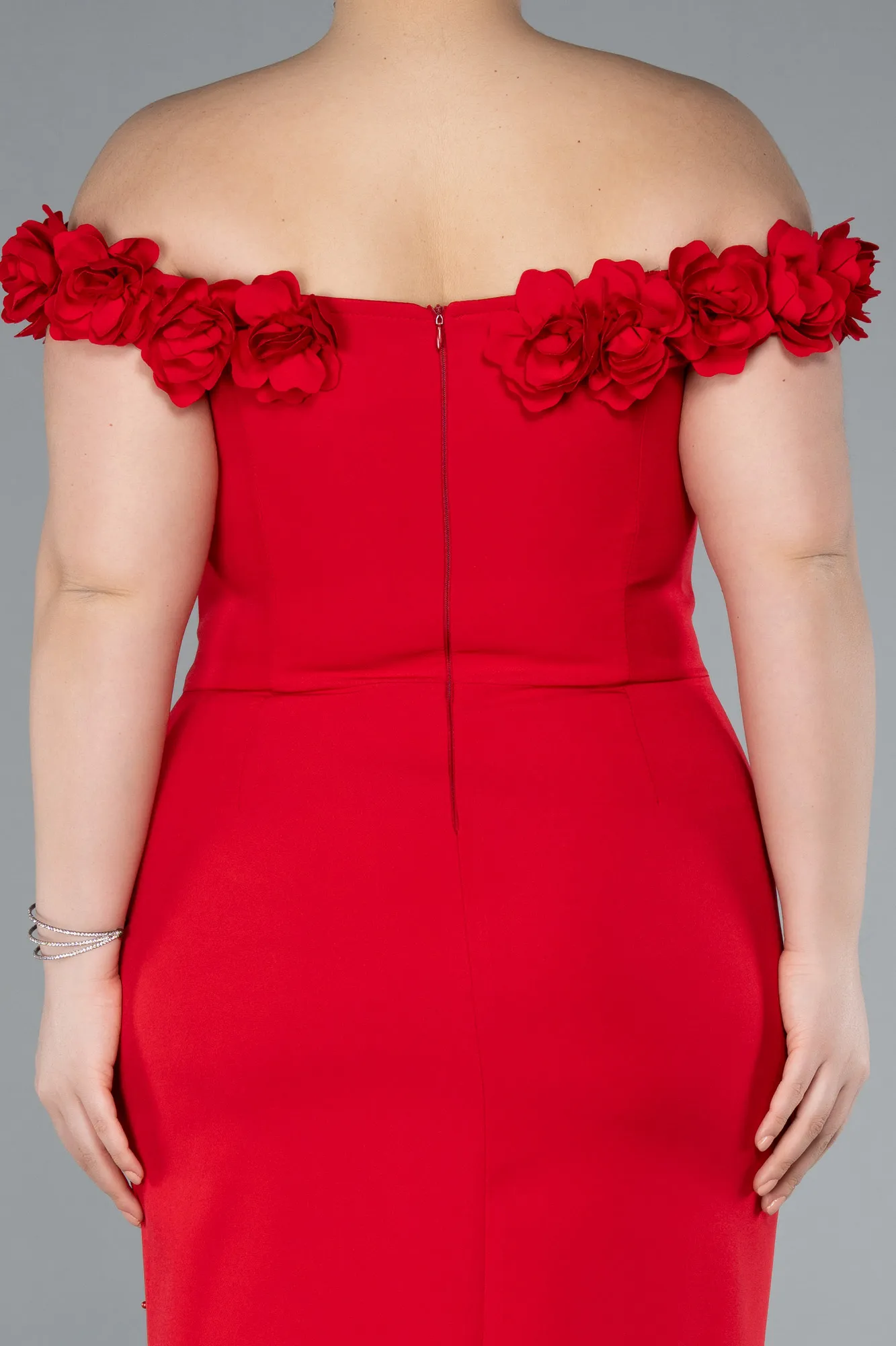 Red-Midi Plus Size Party Dress ABK2318