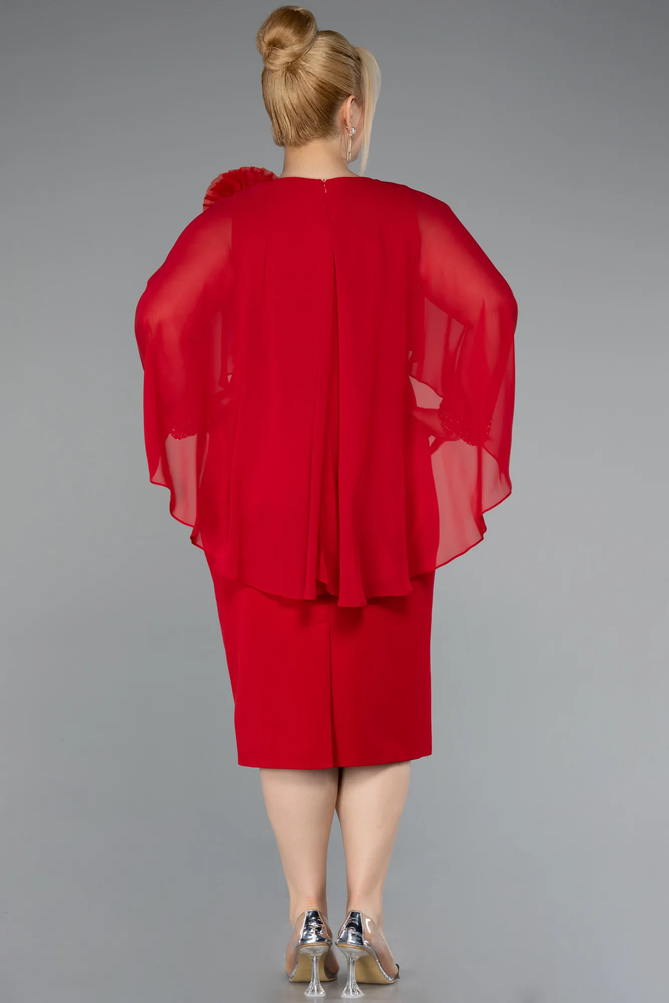 Red-Midi Plus Size Party Dress ABK2383