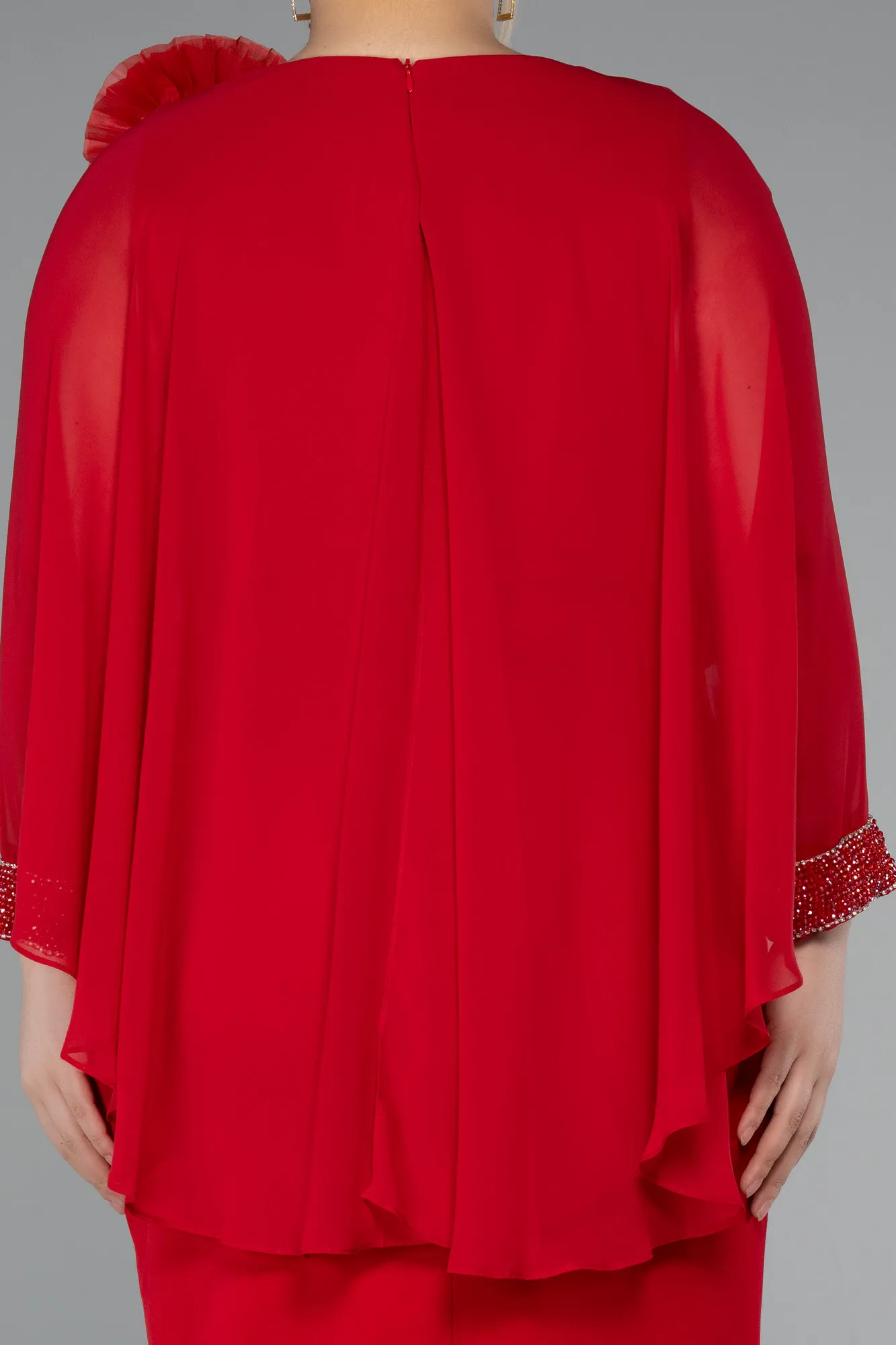 Red-Midi Plus Size Party Dress ABK2383