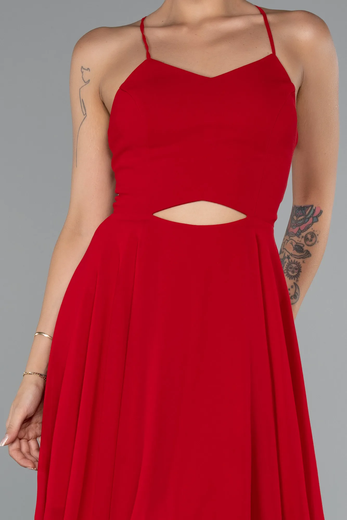 Red-Short Chiffon Party Dress ABK2352