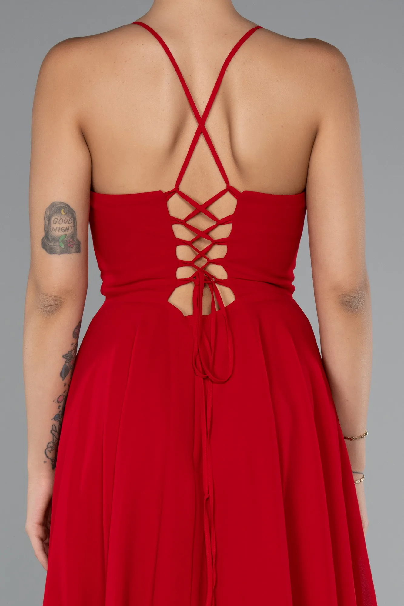 Red-Short Chiffon Party Dress ABK2352