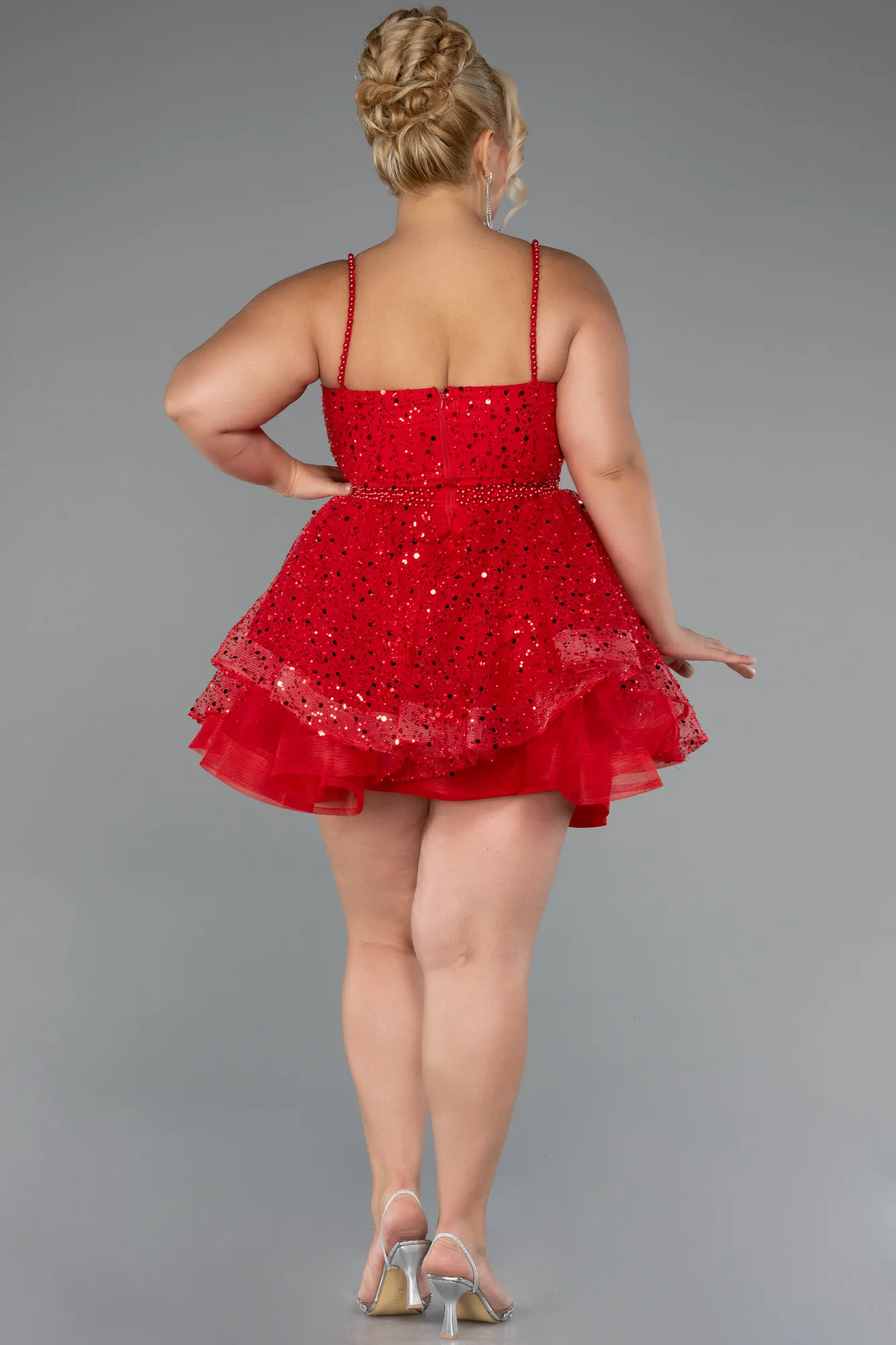 Red-Short Formal Plus Size Dress ABK2436