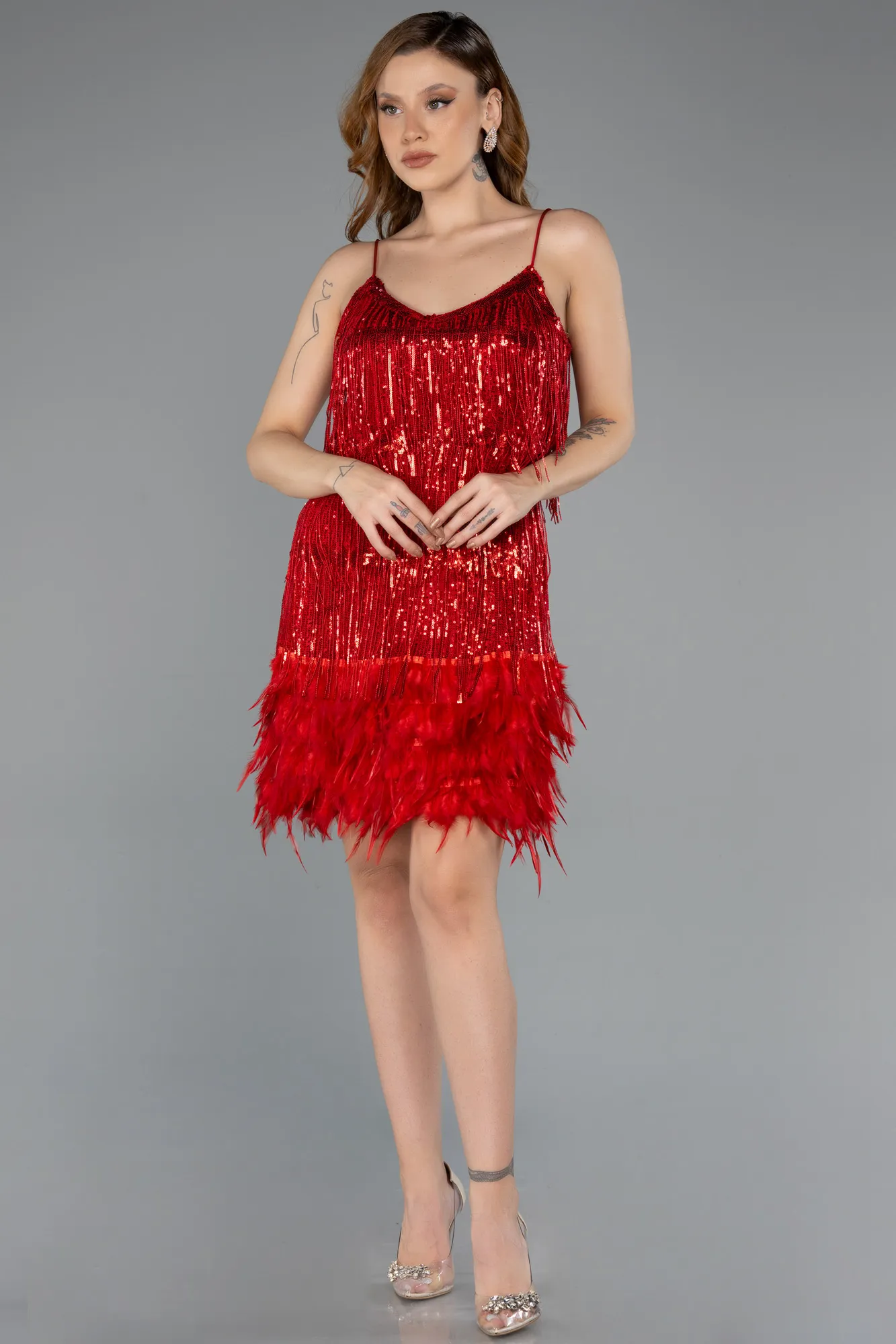 Red-Short Invitation Dress ABK1629