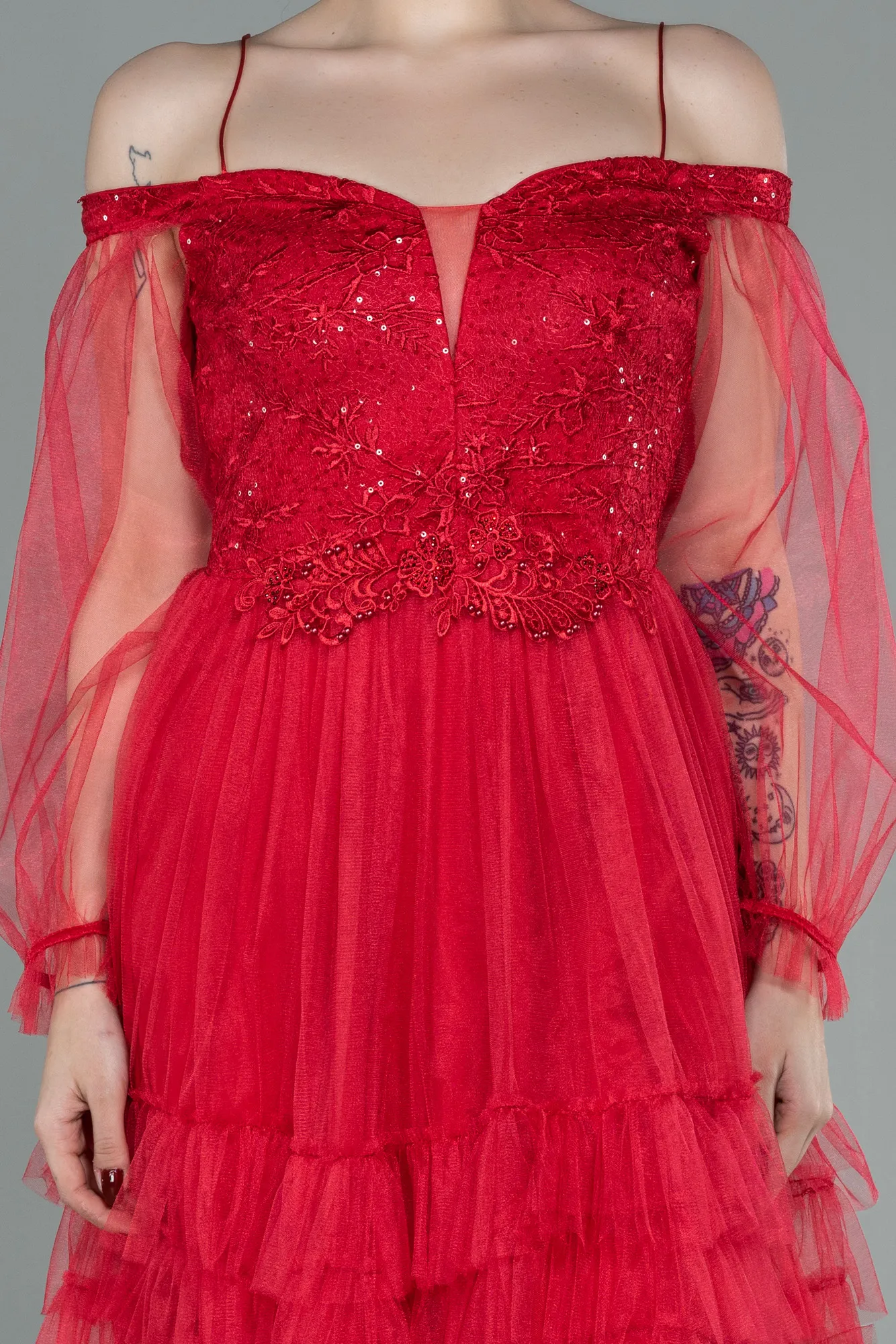 Red-Short Invitation Dress ABK992