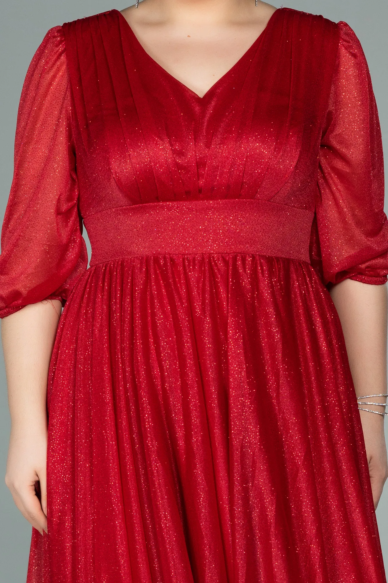 Red-Short Plus Size Evening Dress ABK1098