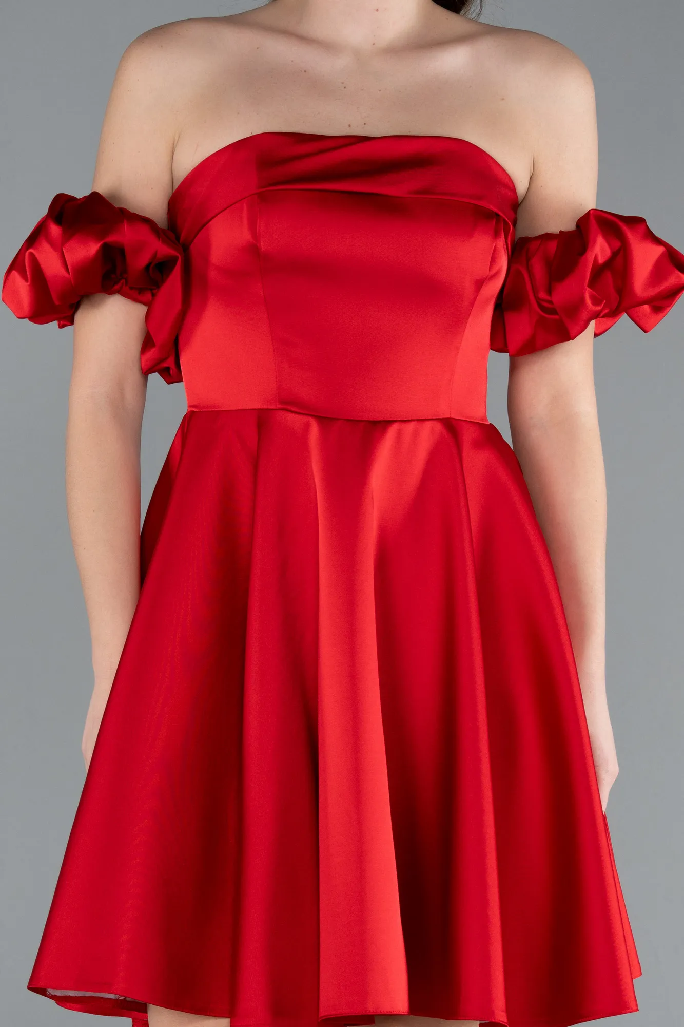 Red-Short Satin Cocktail Dress ABK2215