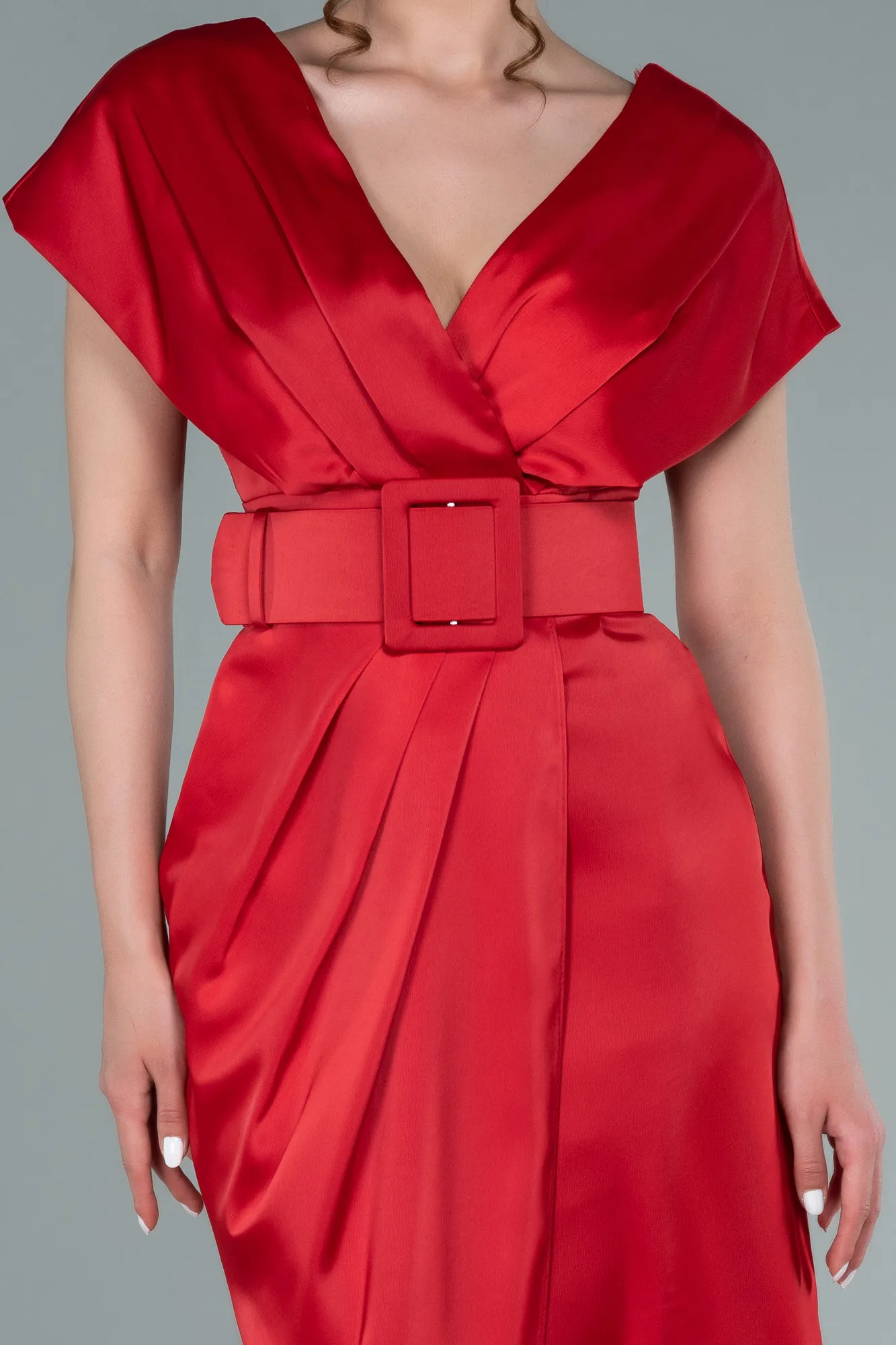 Red-Short Satin Invitation Dress ABK1107