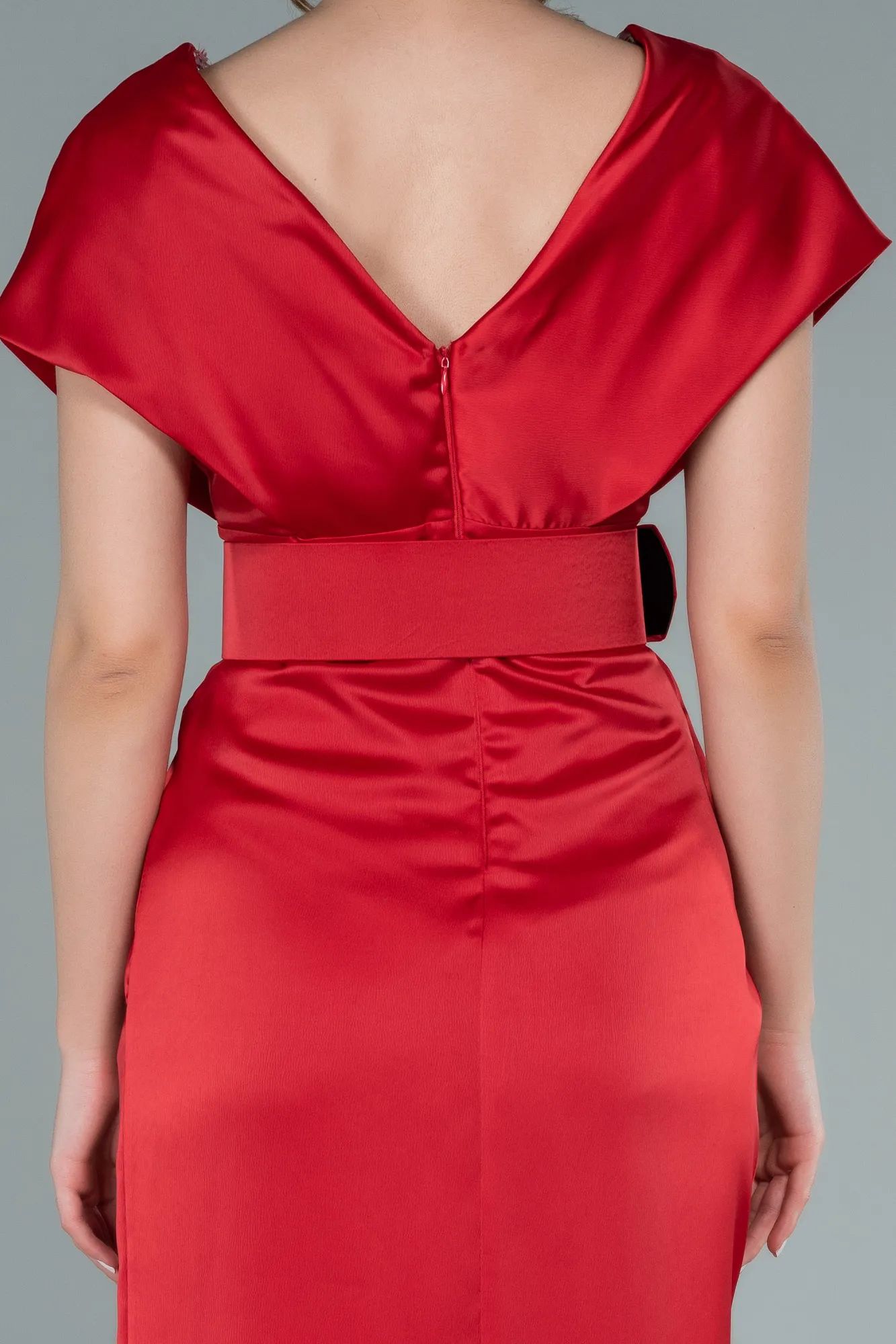 Red-Short Satin Invitation Dress ABK1107