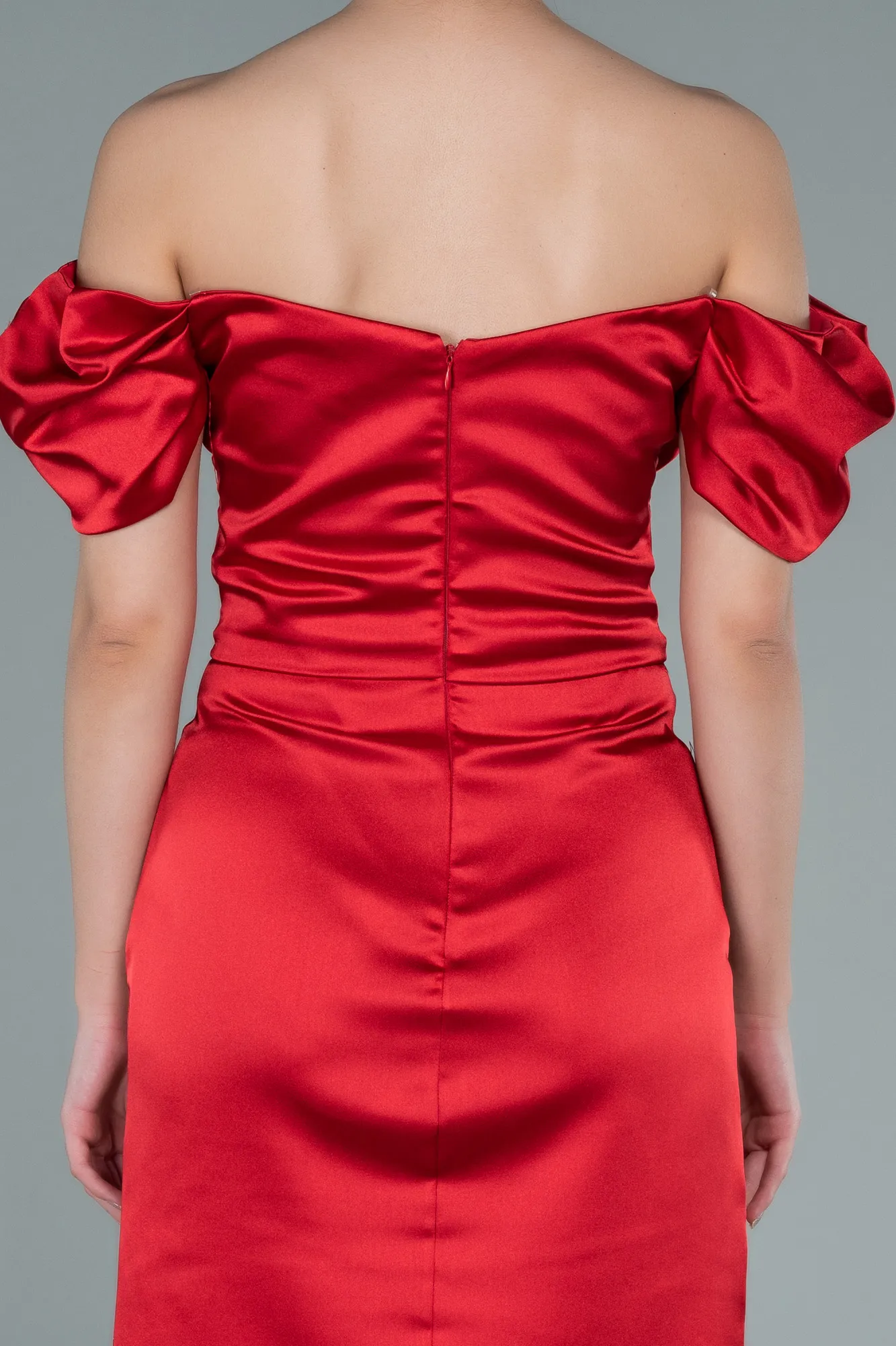 Red-Short Satin Invitation Dress ABK1394