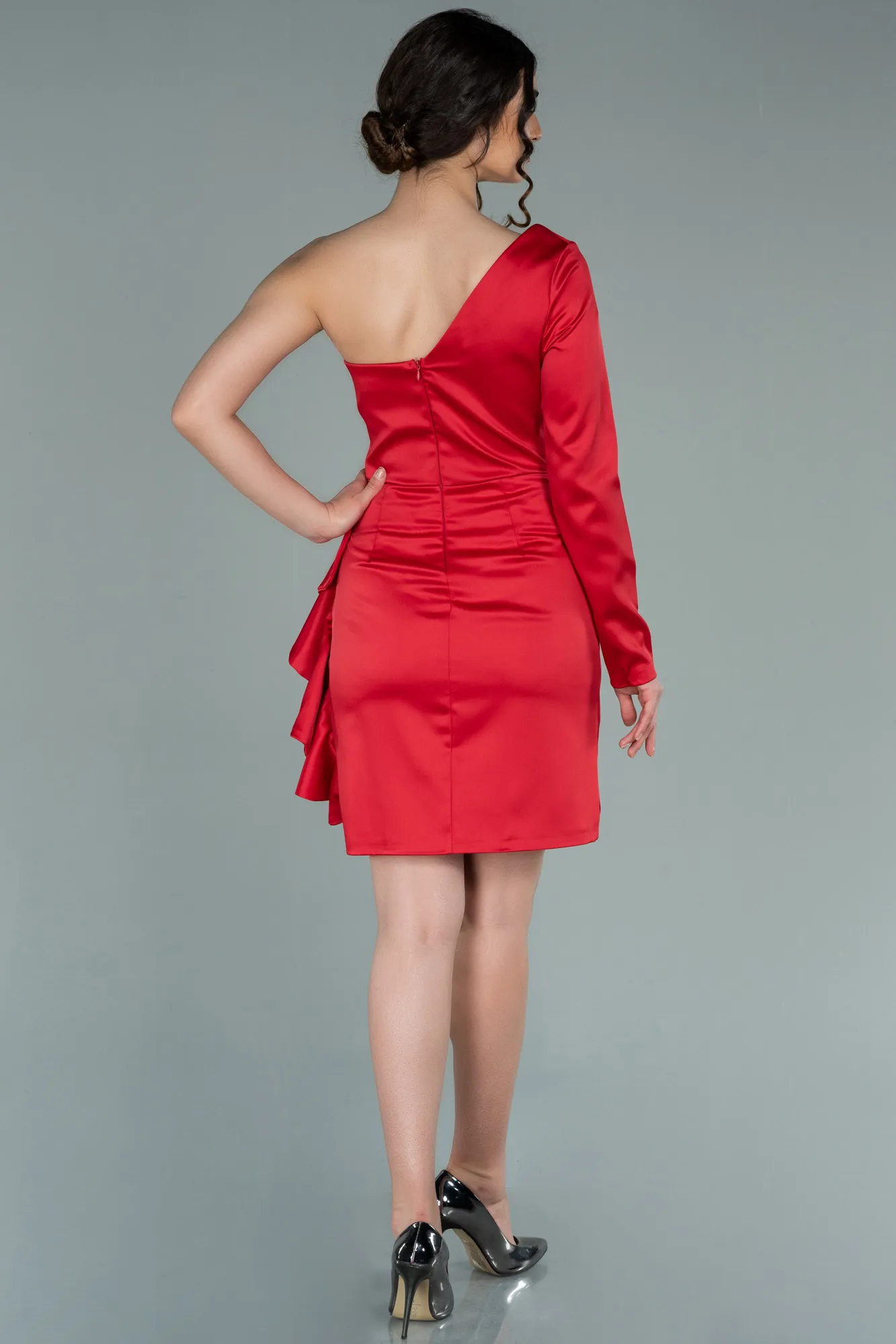 Red-Short Satin Invitation Dress ABK2368